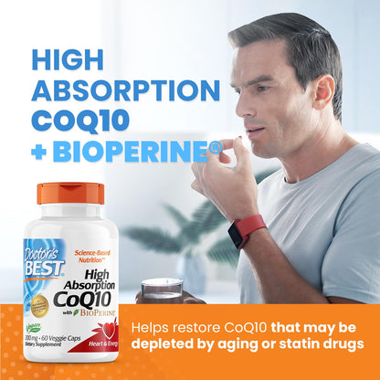 Doctor's Best High Absorption CoQ10 with BioPerine Gluten Free Naturally Fermented Doctor's BESTUS supplements