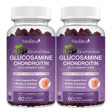 Mulittea Glucosamine Chondroitin Gummies - Extra Strength Joint Support Supplement with MSM & Elderberry for Natural Joint, Antioxidant Immune Support for Adults, Men & Women-(2 Pack) MulitteaAu supplements