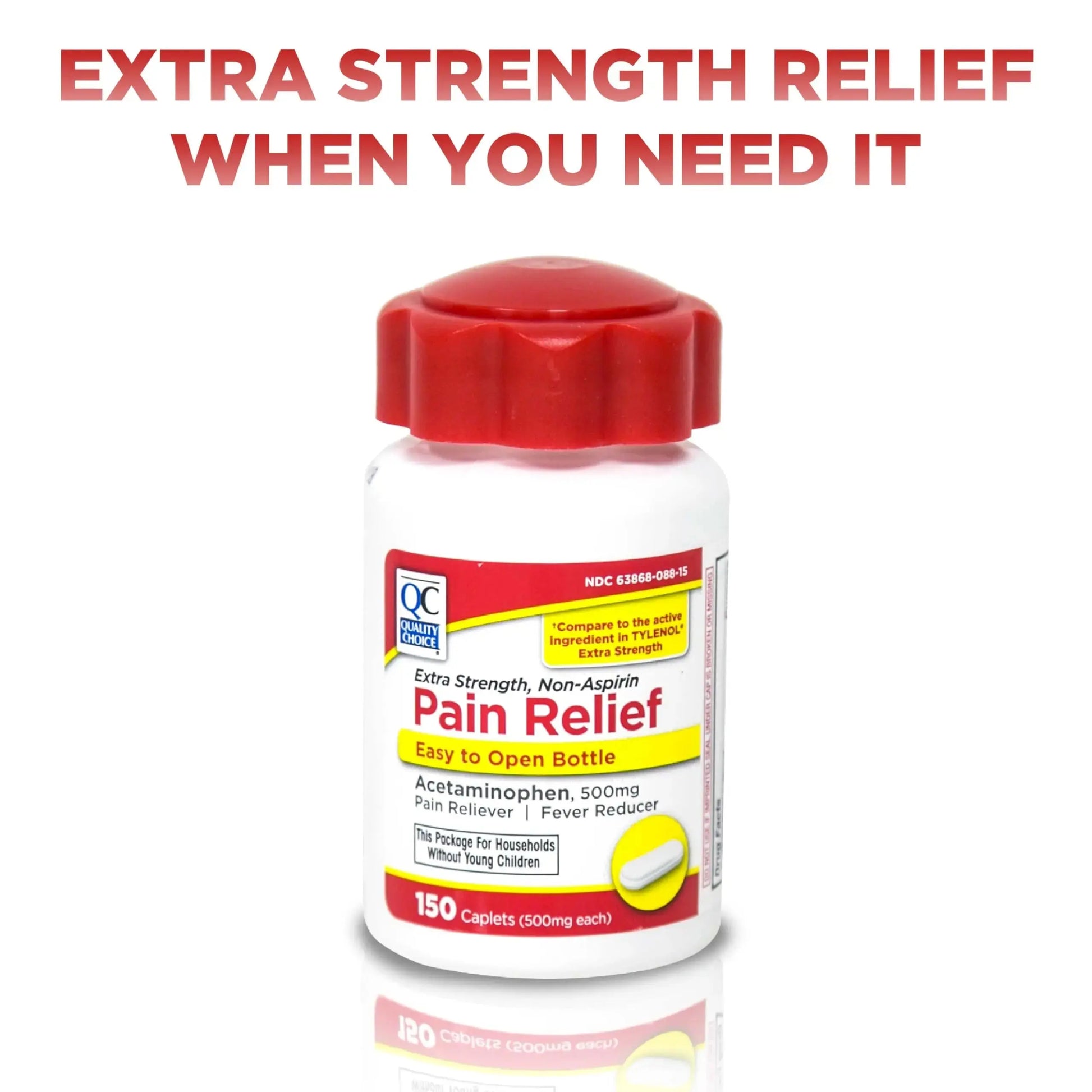 Quality Choice Easy Open Extra Strength Pain Relief, Acetaminophen 500mg Extra Strength, Pain Reliever and Fever Reducer for Headache, Backache, Toothache and Muscle Aches, 150 Count Bottle. Quality ChoiceAu supplements