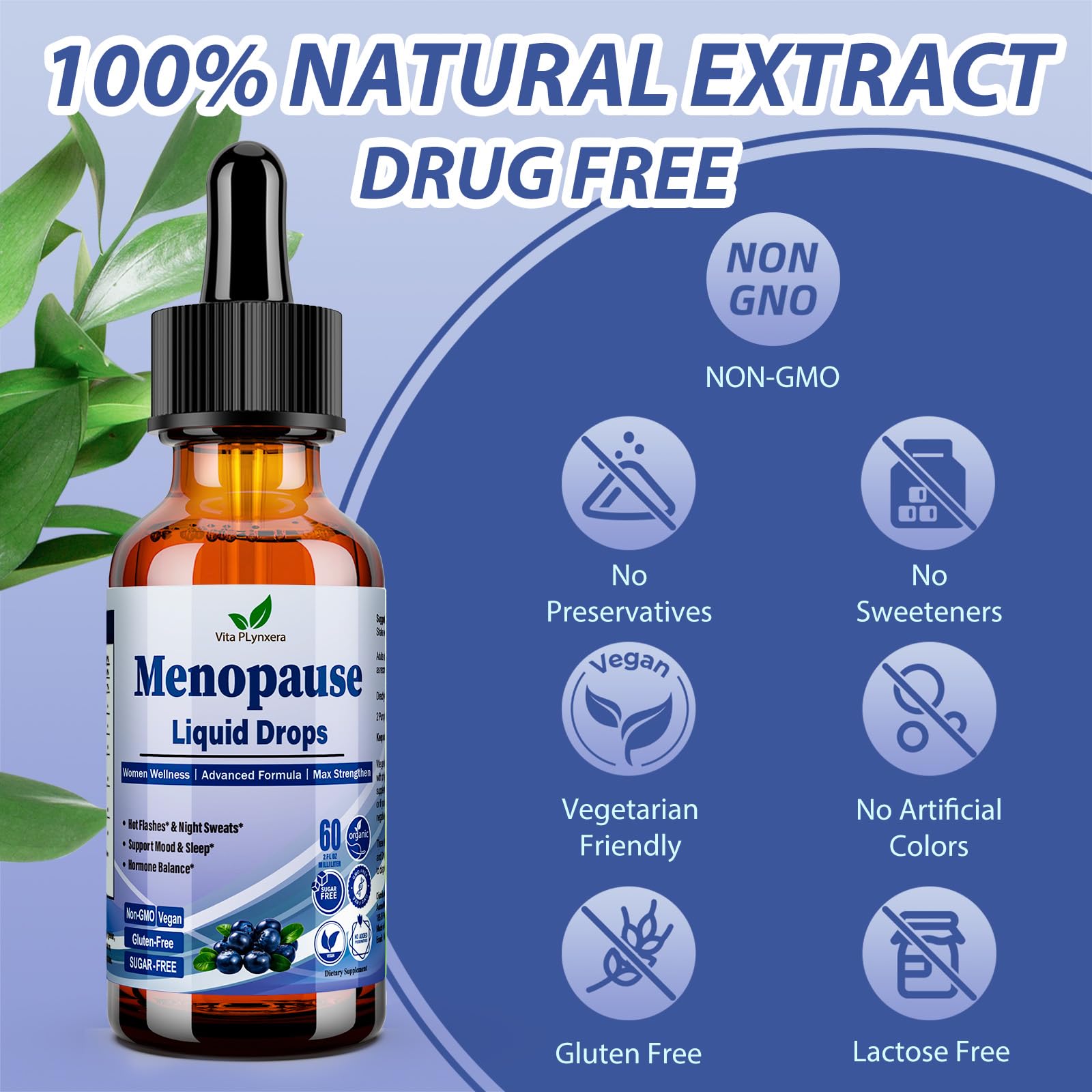 Menopause Supplements Liquid Drops, 8-in-1 Menopause Vitamin w. Black Cohosh, Ashwagandha, D3 B6 Multivitamin for Hot Flash, Night Sweats, Hormone Balance & Mood Support for Women Over 40 Vita PLynxeraAu supplements