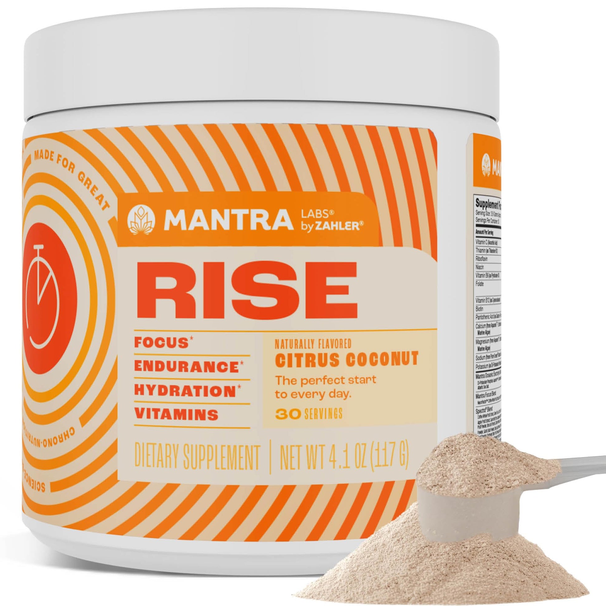 Zahler Mantra Rise, The Energy and Focus Supplement, Citrus Coconut Flavored, 30 Servings. ZahlerAu supplements