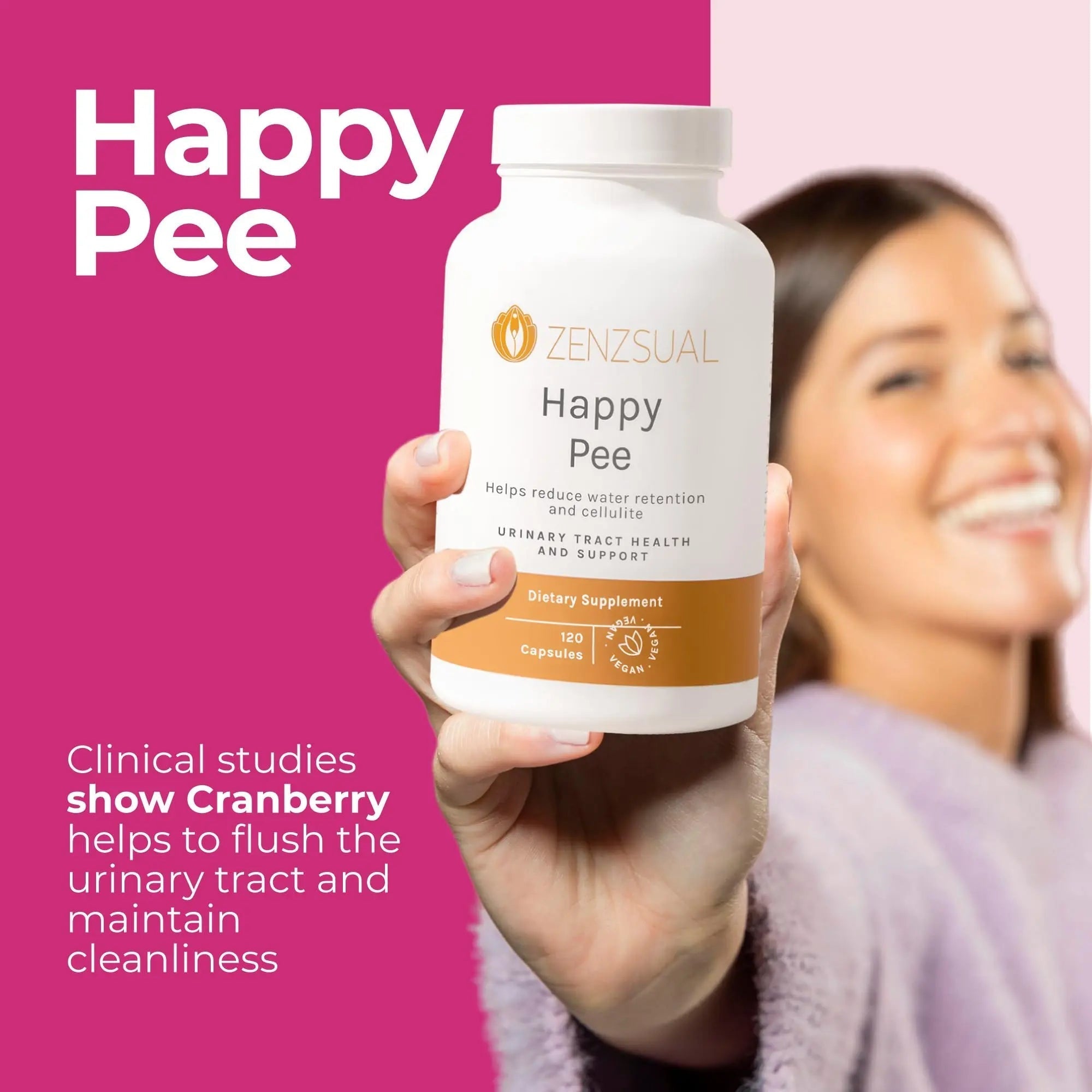 ZENZSUAL Happy Pee, 120 Capsules – Urinary Tract Support & Bladder Health Supplement with Cranberry, D-Mannose, Vitamin C and Oregano for Women and Men – Healthy Flow, Comfort & Fluid Balance ZENZSUALAu supplements