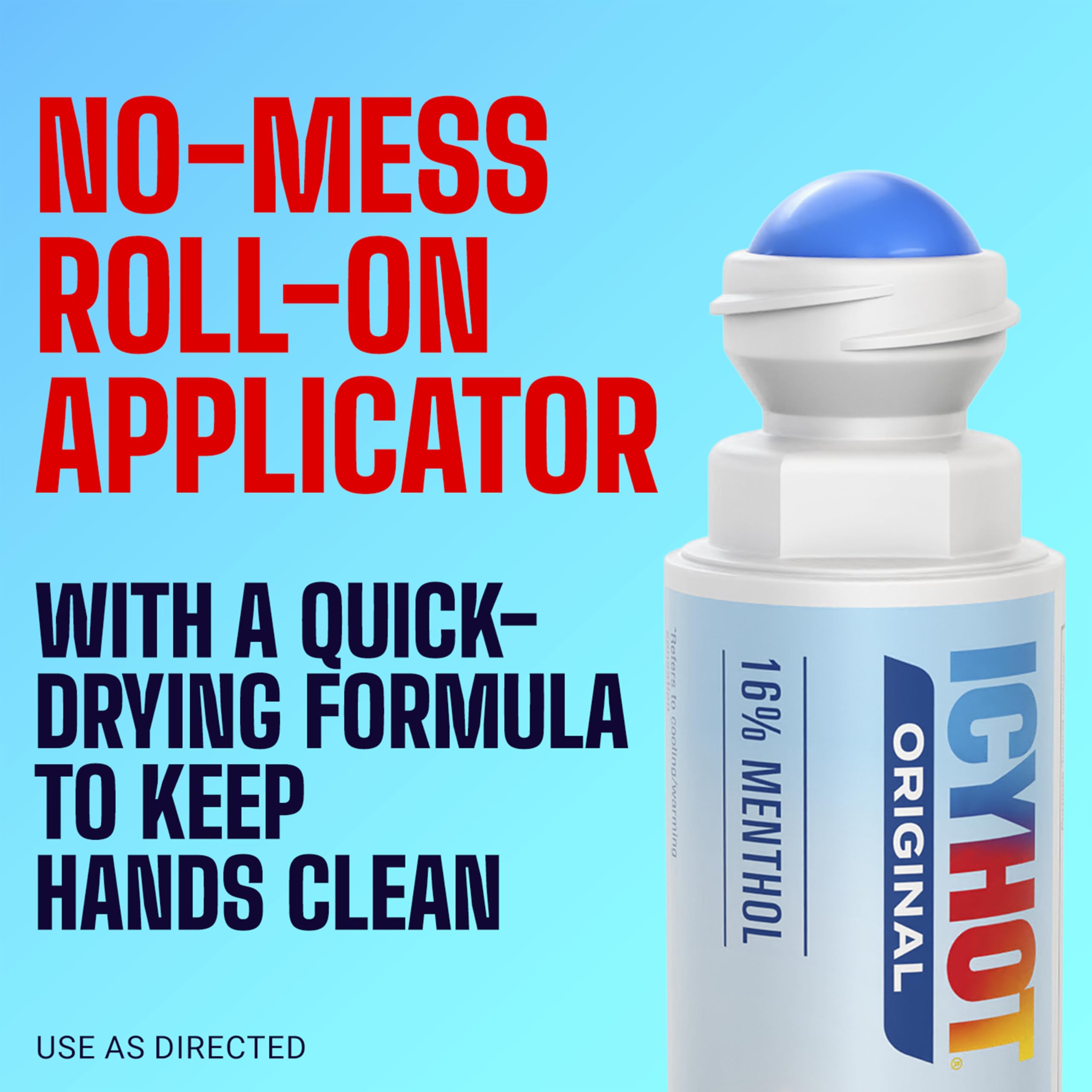 Icy Hot Original Pain Relief No-Mess Roll-On Applicator, Fast-Acting Pain Relief with Max Strength Menthol 16%, Contrast Therapy for Backaches, Joints, Muscle Strains and Arthritis, 2.5 oz Icy HotAu supplements