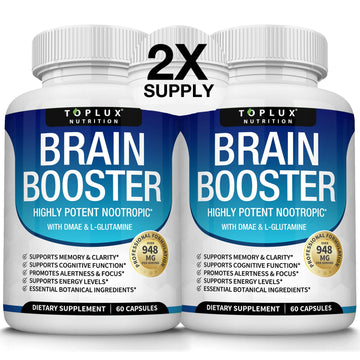 Toplux Brain Supplement Nootropic – Brain Pills Vitamin with DMAE, Bacopa Monnieri, L-Gutamine, for Men Women, 60 Capsules, Nutrition TopluxAu supplements