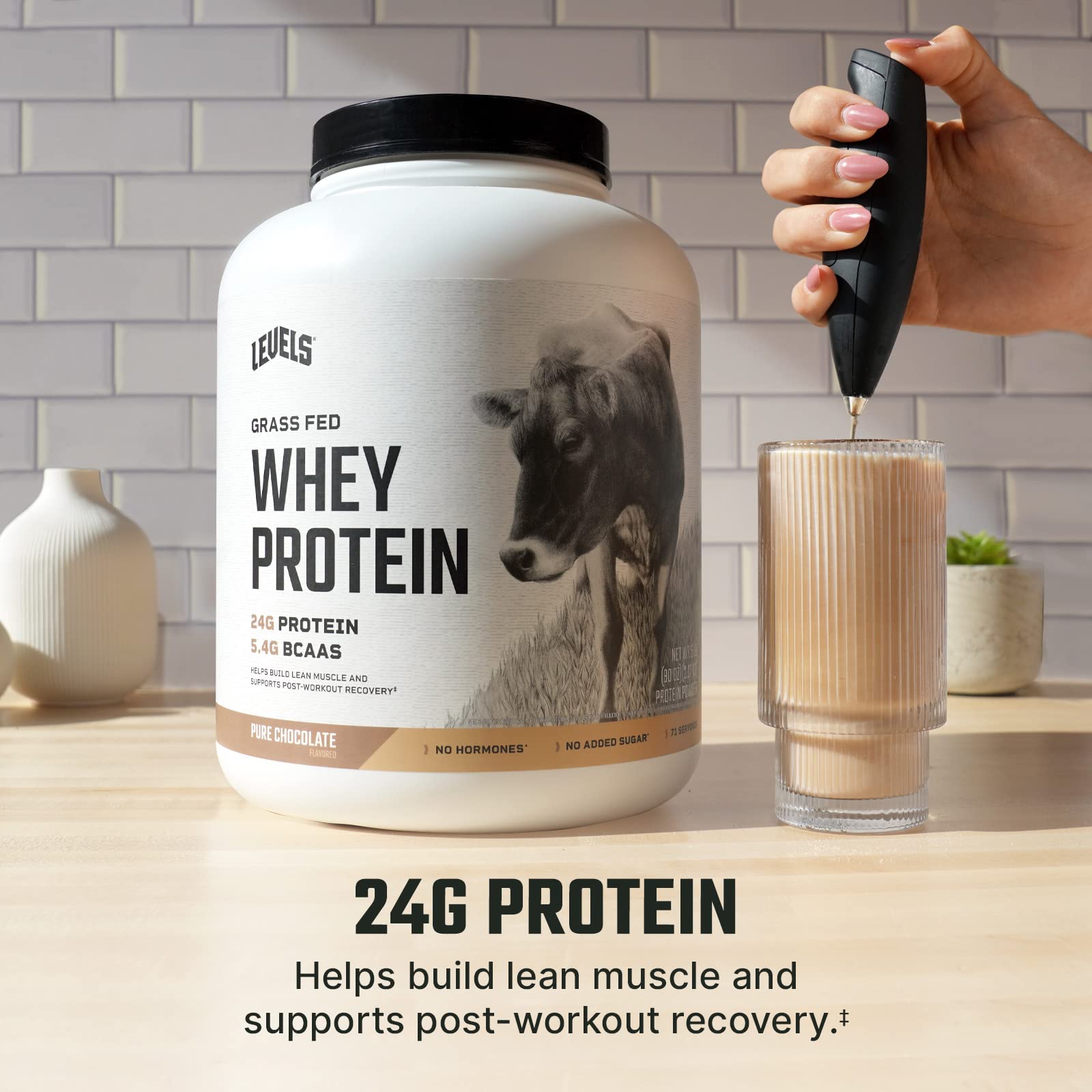 Levels Grass Fed 100% Whey Protein, No Hormones, Pure Chocolate, 5LB Levels NutritionUS supplements