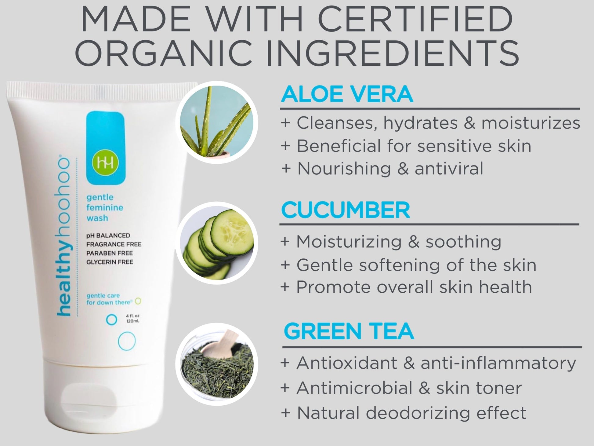 healthy hoohoo Gentle Feminine Wash - Organic Ingredients, pH Balanced, Fragrance Free healthy hoohooAu supplements
