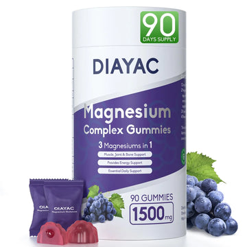Magnesium Complex Gummies, Individually Packaged Magnesium Supplement, Magnesium Chelate, Bisglycinate, Malate, Citrate, Taurate Chewable for Women & Men,Sleep&Muscle&Nerve Health, Vegan 90 Counts DIAYACAu supplements