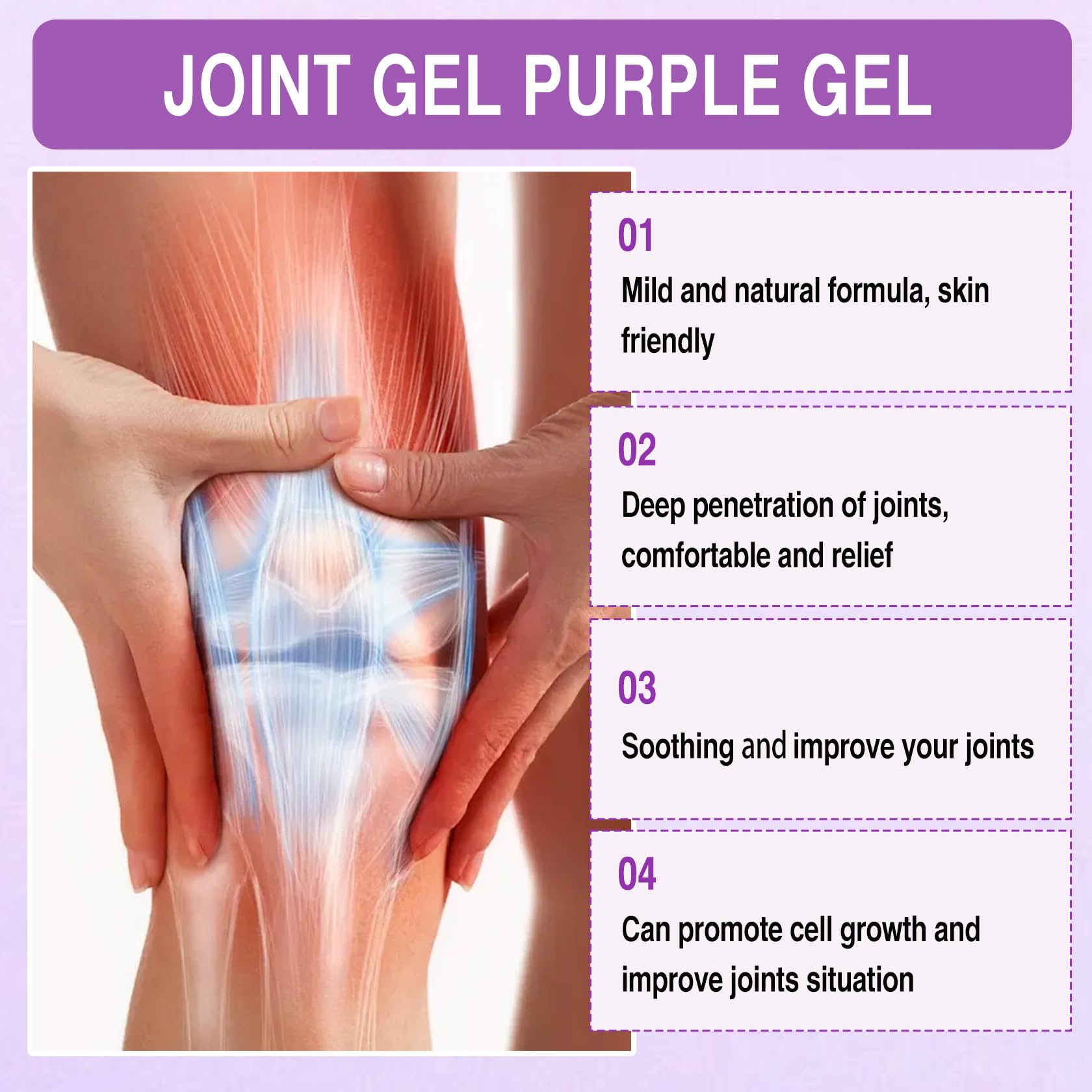 2 PCS Joint Gel Purple Gel，Soothing Pain Relief Massage Cream，Full-Body Joint Effective Soothes for Knees, Lumbar, Hands, Neck and Shoulders PERVALAAu supplements