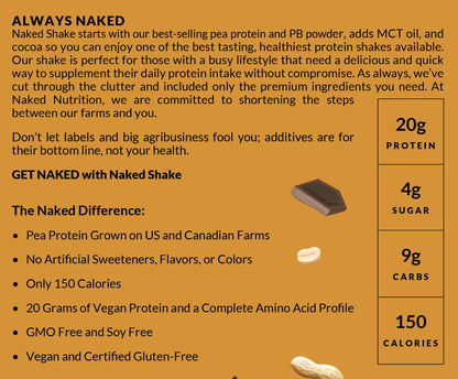 Naked Shake - Chocolate Peanut Butter Protein Powder - Vegan Protein Powder from US NAKEDUS supplements