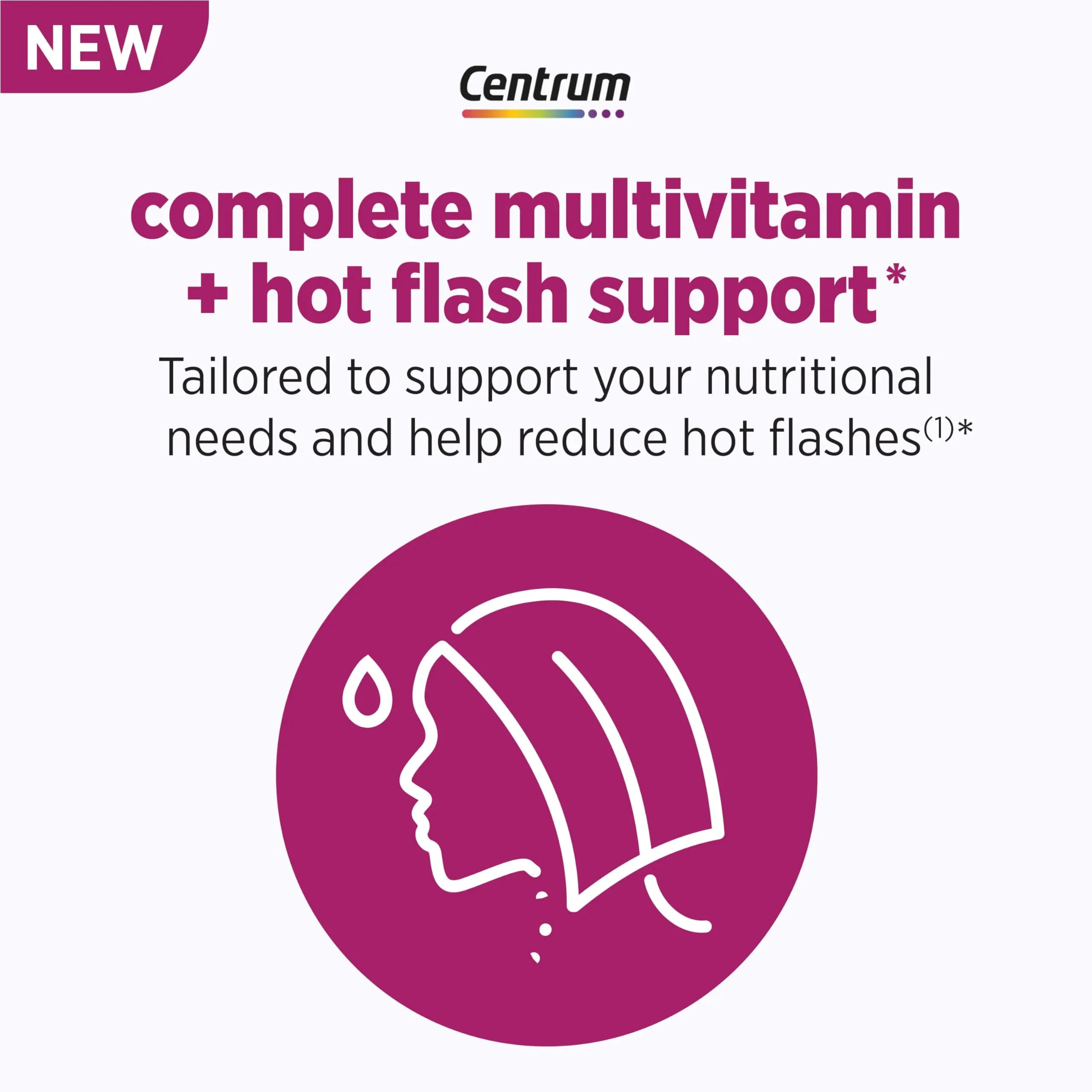 Centrum Complete Multivitamin Supplement + Hot Flash Support Menopause Support Tablets, with Clinically Studied geniVida, 30 Count CentrumAu supplements