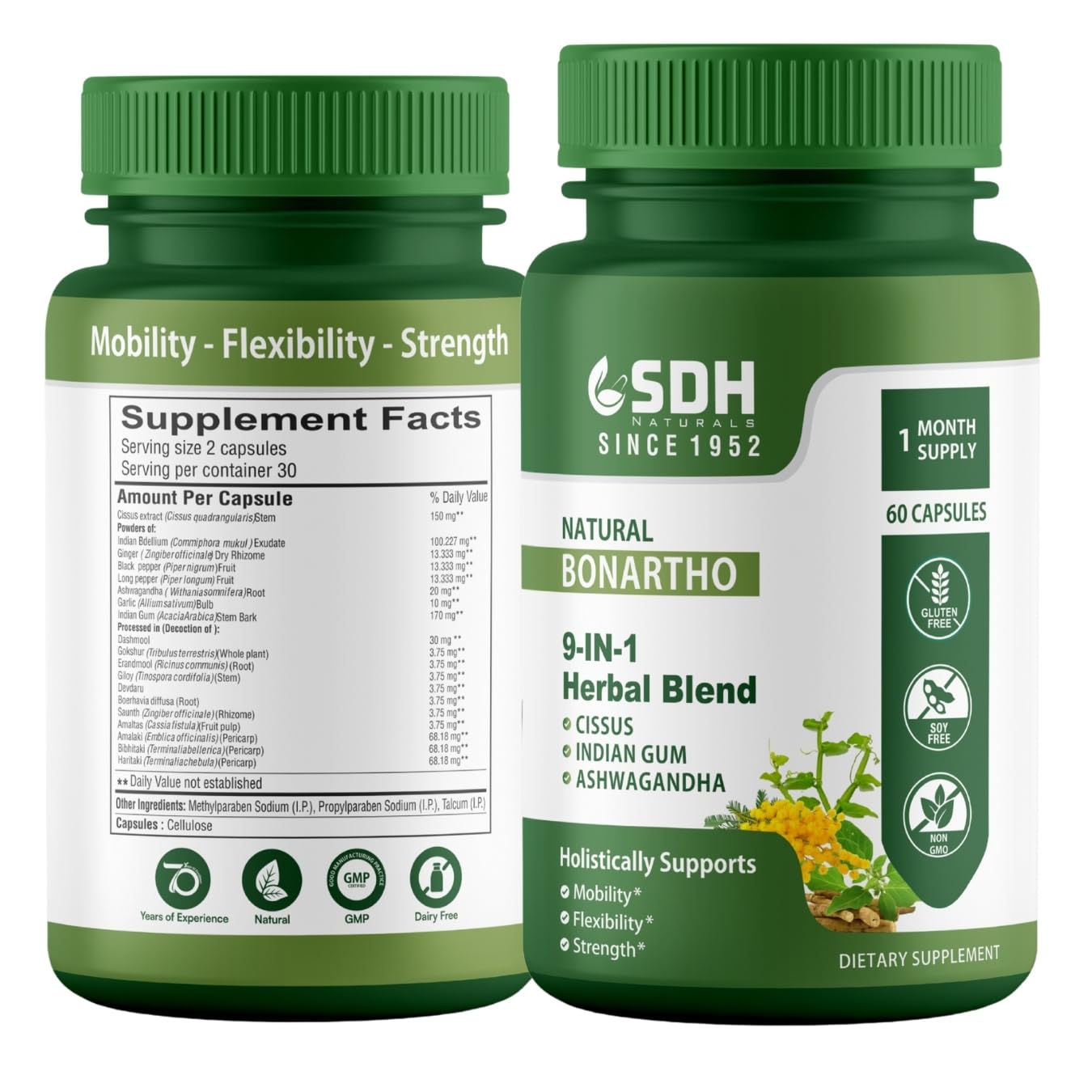 SHREE DHANWANTRI HERBALS SDH Bonartho | Bone & Joint Support Supplement | Move with Comfort & Ease | 60 Caps (1 Mon Supply) SHREE DHANWANTRI HERBALSAu supplements