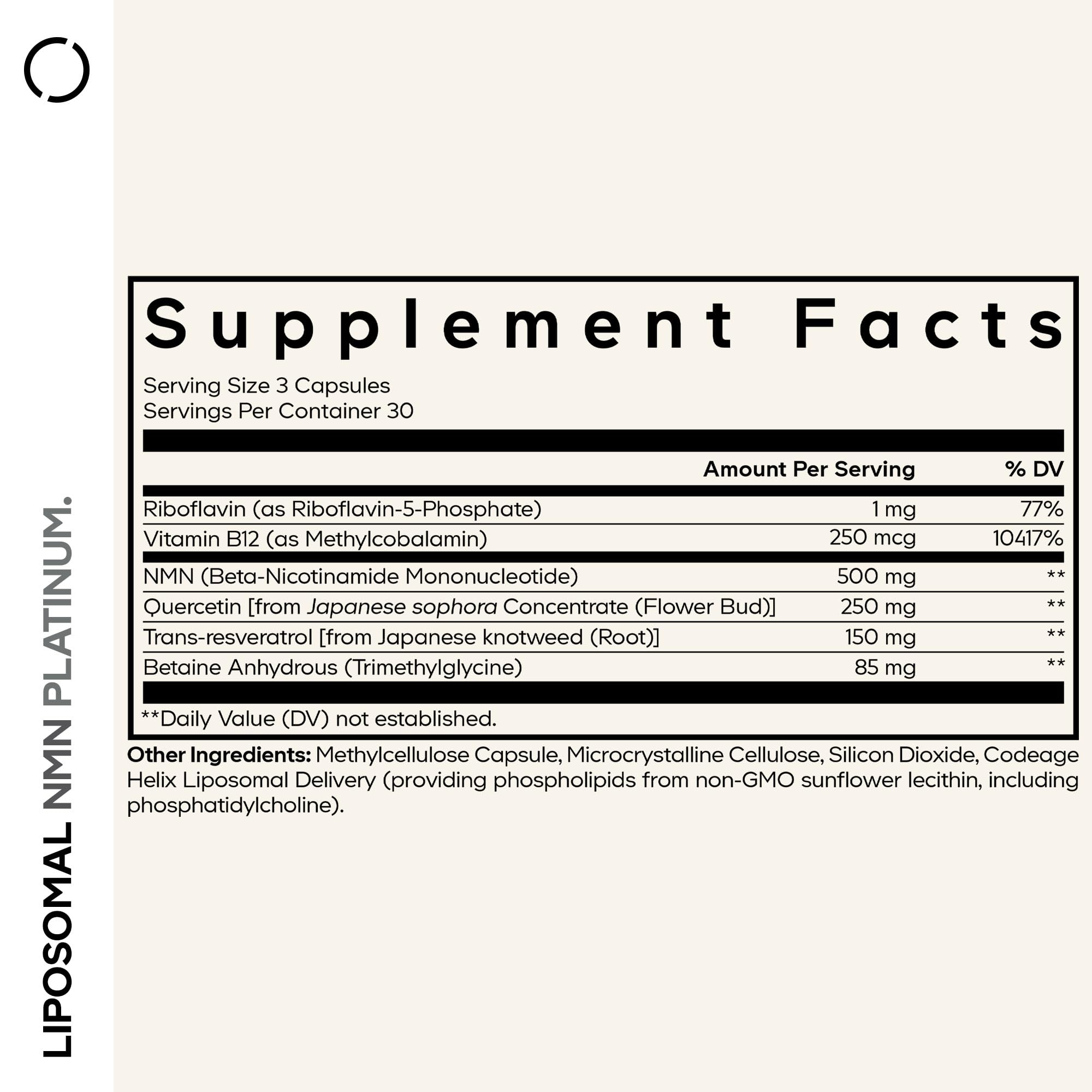 Codeage Liposomal NMN Platinum - 500 mg NMN Supplement, Nicotinamide Mononucleotide, NAD Precursor - Quercetin, Resveratrol, Betaine TMG, Vitamin B2 Riboflavin & Vitamin B12 - Non-GMO - 90 Capsules CodeageAu supplements