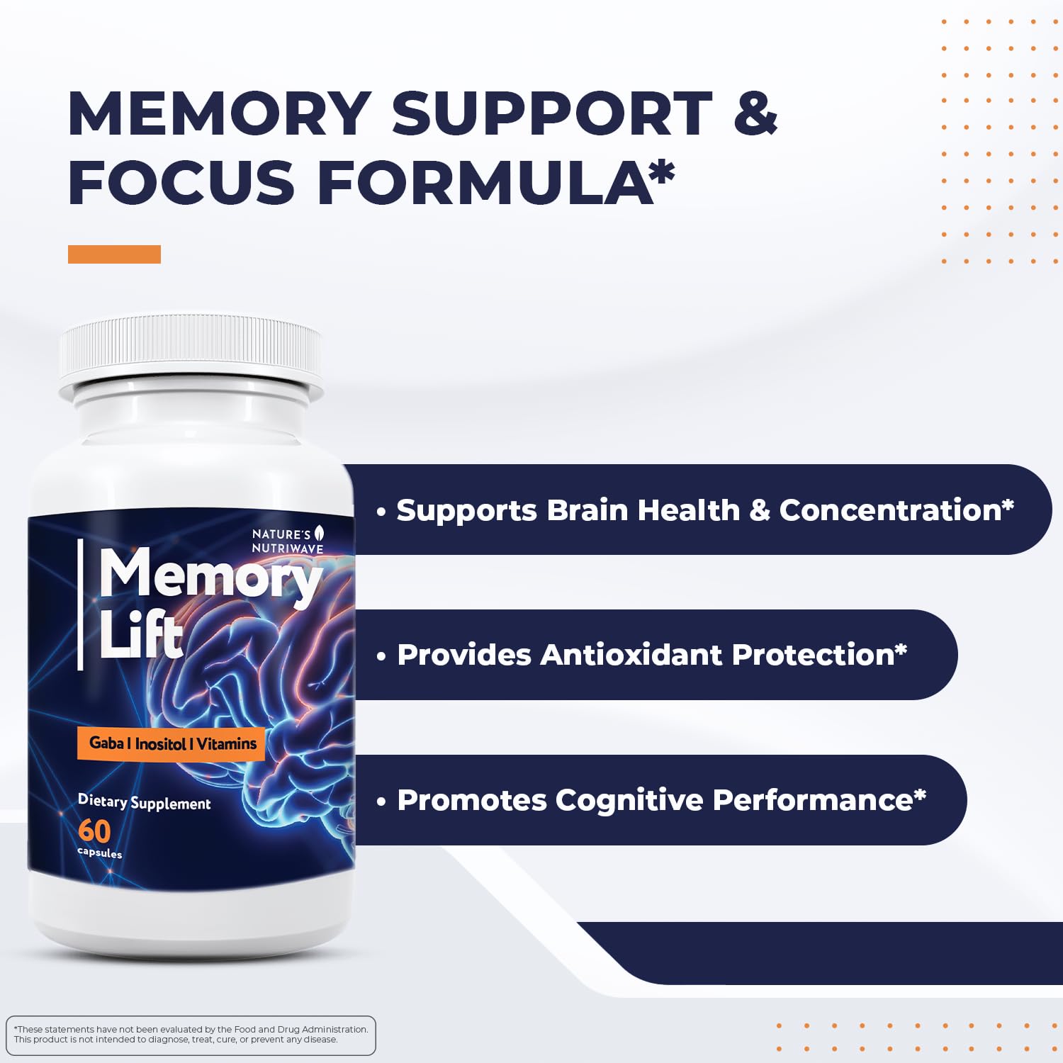 Nature’s NutriWave Memory Lift Capsules – Natural Daily Supplement with Vitamins A, C, D, E, B-Complex, Biotin & Choline – Made in USA, GMP-Certified, Non-GMO, Vegetarian – 60 Caps, 1 Month Supply Nature’s NutriWaveAu supplements