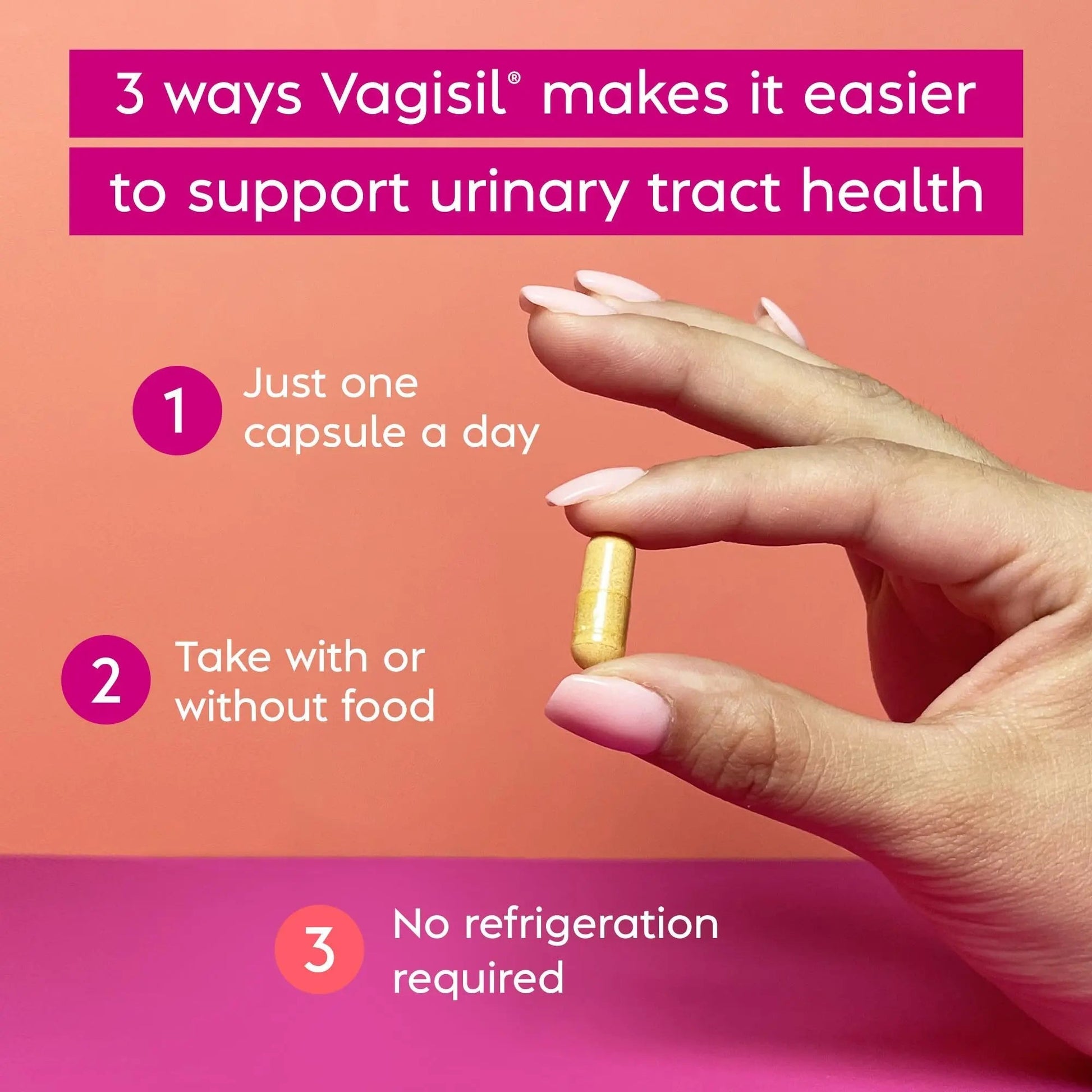 Vagisil Urinary Tract Health Supplements, Clinically-Proven Probiotics, Protects Urinary Tract Health, Clean Ingredients, Helps Cleanse and Flush UTI-Causing Bacteria, 1 Capsule Daily, 30 Capsules VagisilAu supplements
