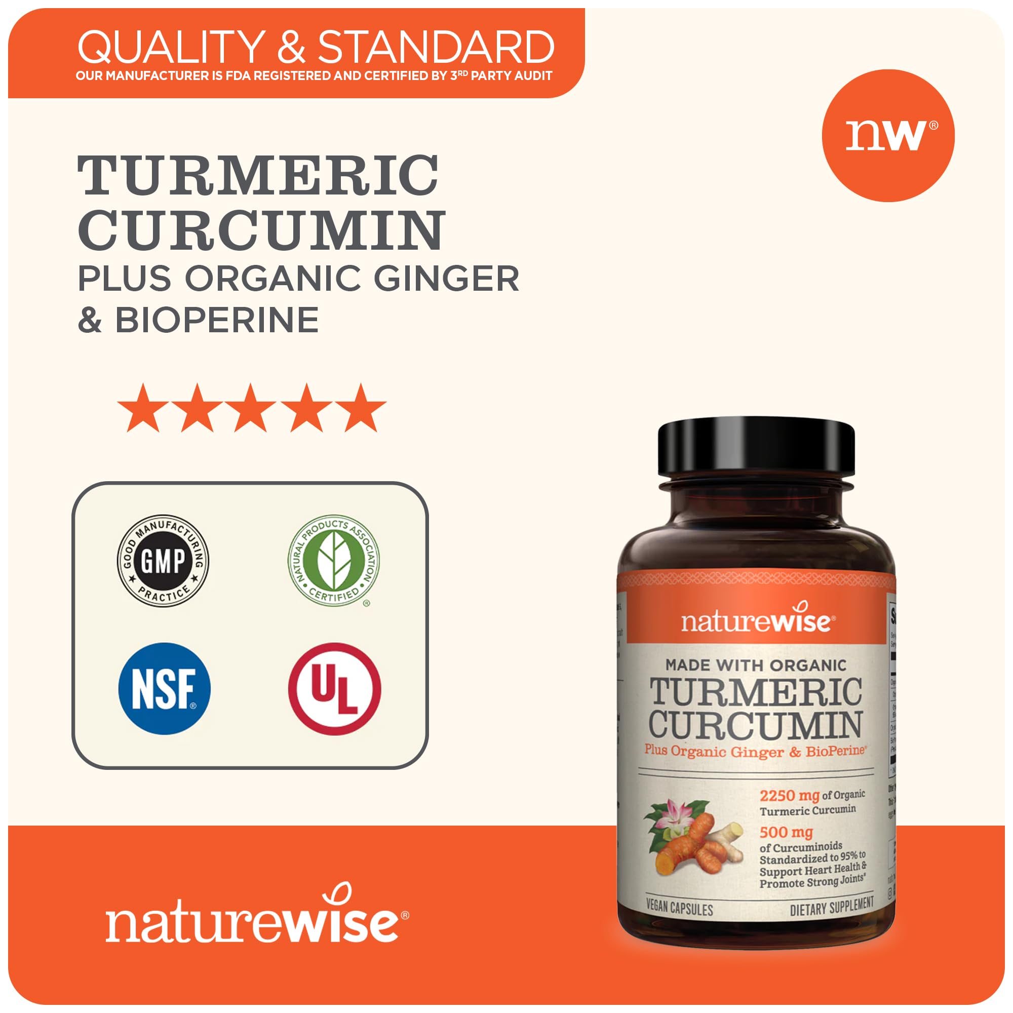 NatureWise Curcumin Turmeric 2250mg | 95% Curcuminoids & BioPerine Black Pepper NatureWiseAu supplements