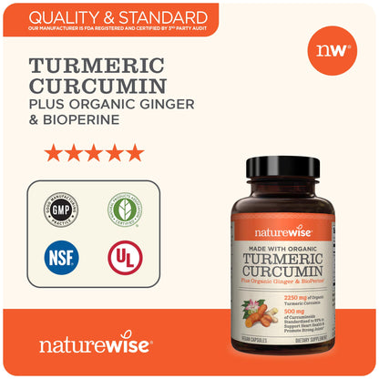 NatureWise Curcumin Turmeric 2250mg | 95% Curcuminoids & BioPerine Black Pepper NatureWiseUS supplements
