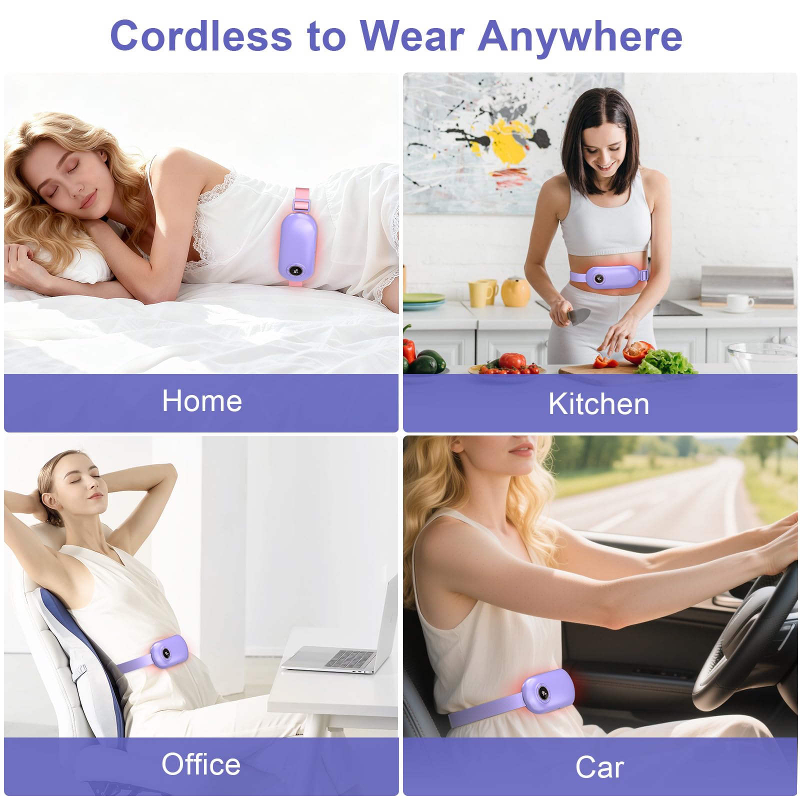 Heating Pad for Period Cramps, 3 Heat Levels and 3 Massage Modes, Portable Heating Pad for Menstrual Cramps Relief, Electric Heat Belt, Christmas Gifts for Women and Girl Stocking Stuffers(Purple) SZOAu supplements