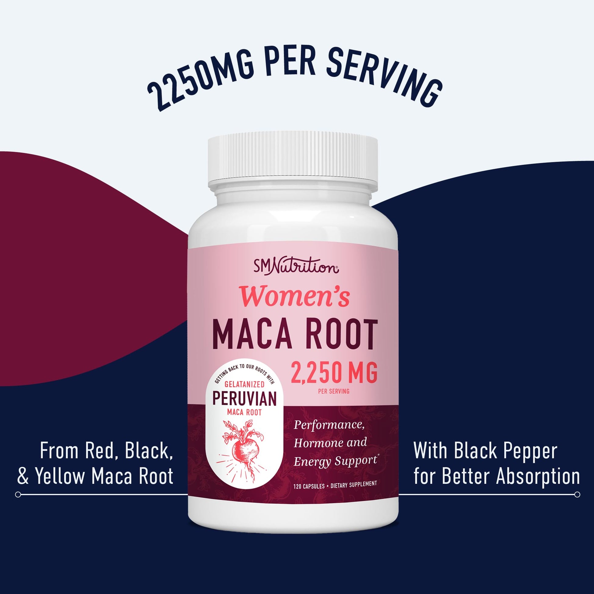 Organic Maca Root Capsules for Women | 2250MG Extra Strength | Red, Black & Yellow SMNutritionAu supplements