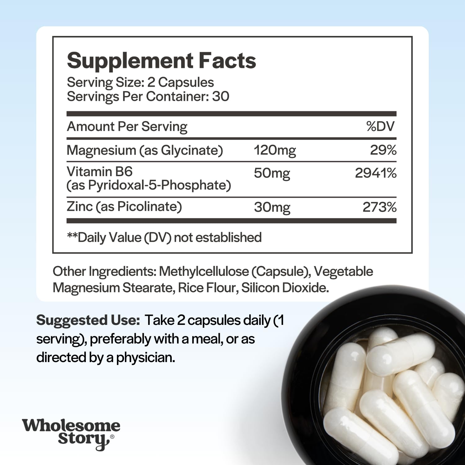 Zinc Picolinate, Magnesium Glycinate Supplements with P5P Vitamin B6 | Magnesium and Zinc Vitamin | Reproductive & Fertility Health, Hormone Balance, Immune System Support | 30 Day Supply Wholesome StoryAu supplements