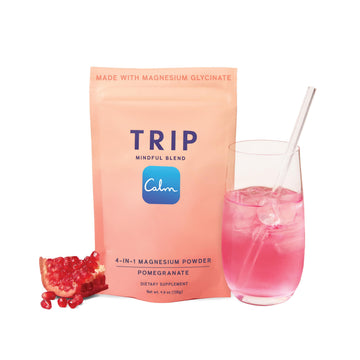 TRIP Magnesium Glycinate Powder with L-Theanine & Lion’s Mane, Sugar Free Magnesium Supplement for Adults, 250mg Magnesium per Drink Mix Serving, Pomegranate Orange Blossom, 1 Bag - 30 Servings TRIPAu supplements