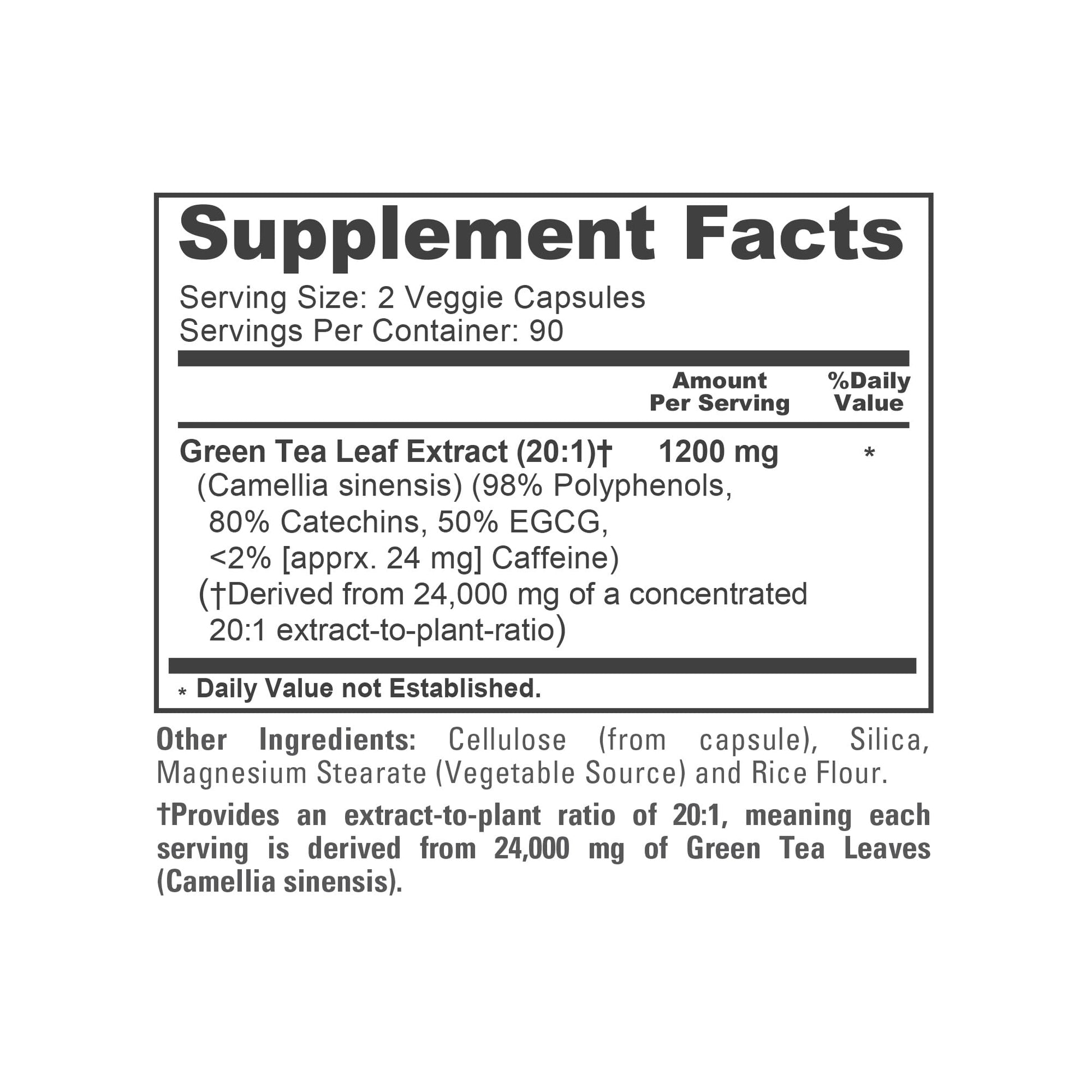 NusaPure Green Tea 20:1 Extract, 1200 mg Equivalent to 24000mg, 180 Vegan Capsules, 50% EGCG, 98% Polyphenols, 80% Catechins NusaPureAu supplements