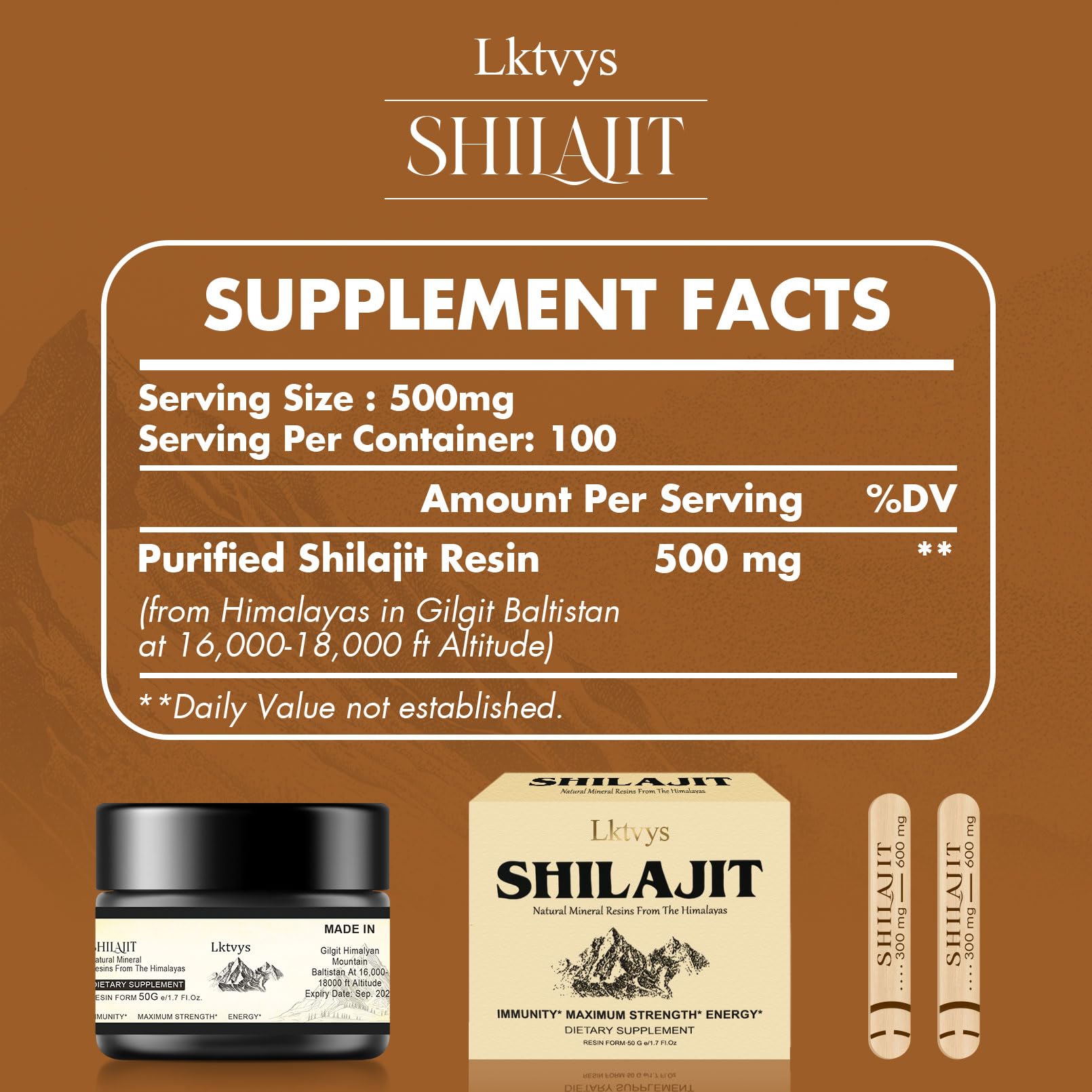 Shilajit Pure Himalayan Organic - Pure Original Shilajit, 50g(Large Volume), Enriched LktvysUS supplements