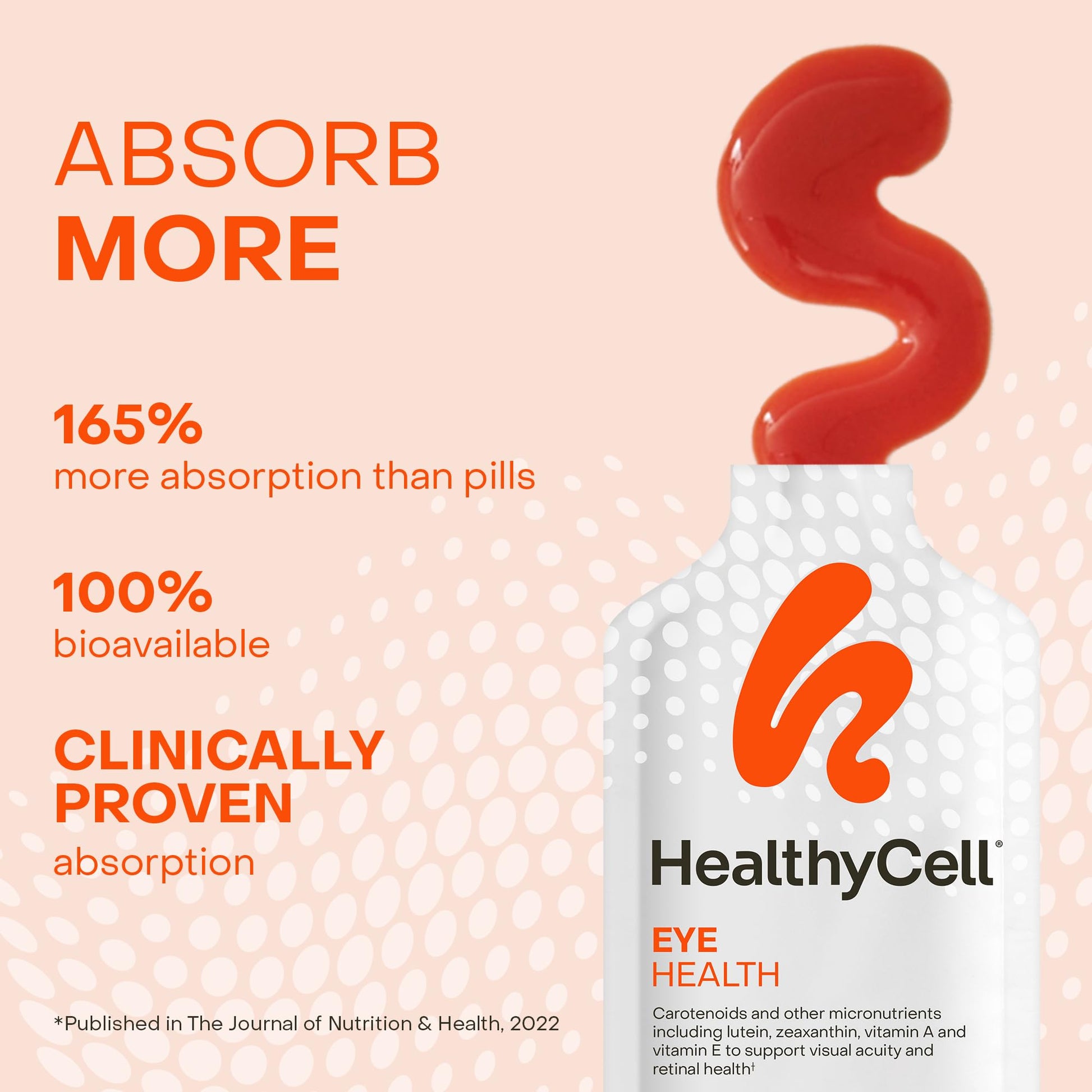 Healthycell Eye Health Daily Liquid Supplement - Eye Vitamins & Minerals with Lutein, Zeaxanthin, Astaxanthin & Beta Carotene for Sight Care & Macular Support - 30 Gel Packs HealthycellAu supplements