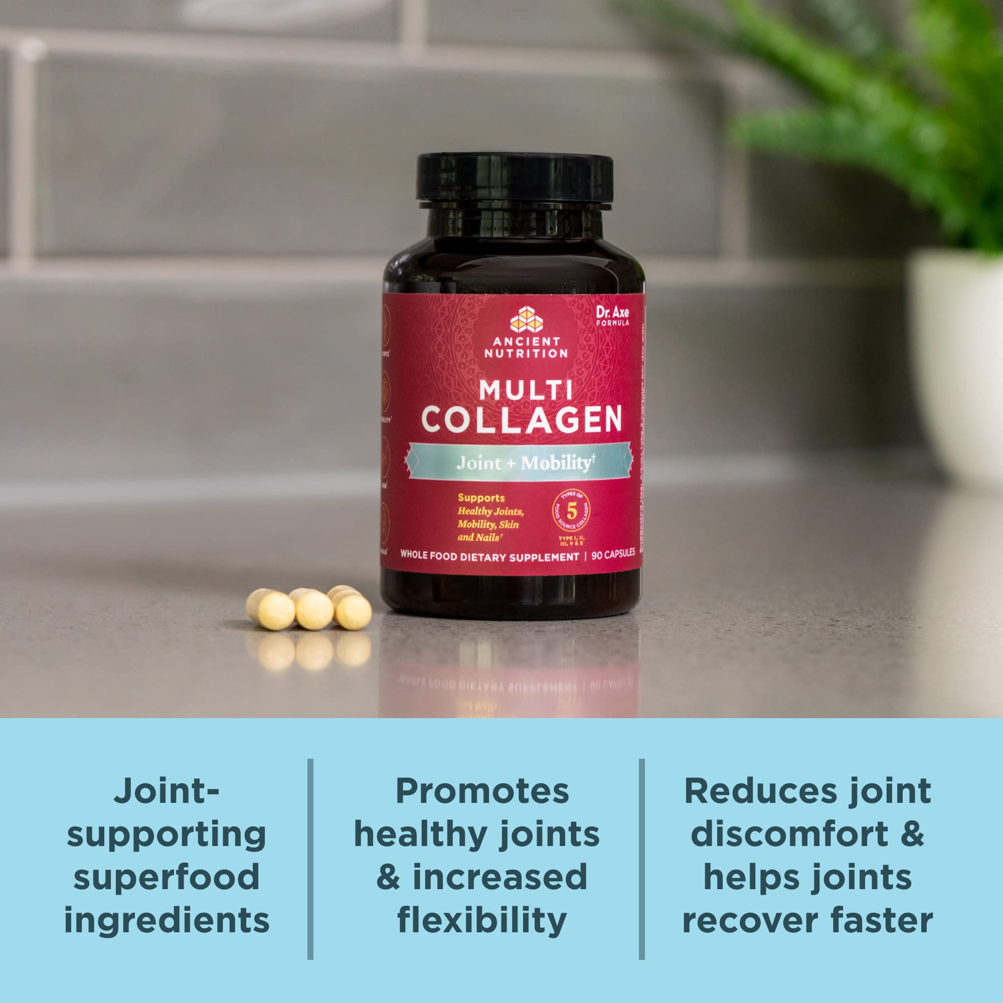 Ancient Nutrition Collagen Pills for Joint Support, Multi Collagen Capsules 90 Ct, Joint + Mobility, Supports Joints, Skin & Nails, Exercise Recovery, Paleo and Keto Friendly, Gluten Free Ancient NutritionAu supplements