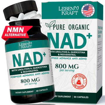 LebenKraft NAD Supplement Pure Organic | NMN Supplement Alternative | Boost Energy & Cellular Health | Urolithin A, Resveratrol, Quercetin for Antioxidant Power | for Women and Men LebenKraftAu supplements