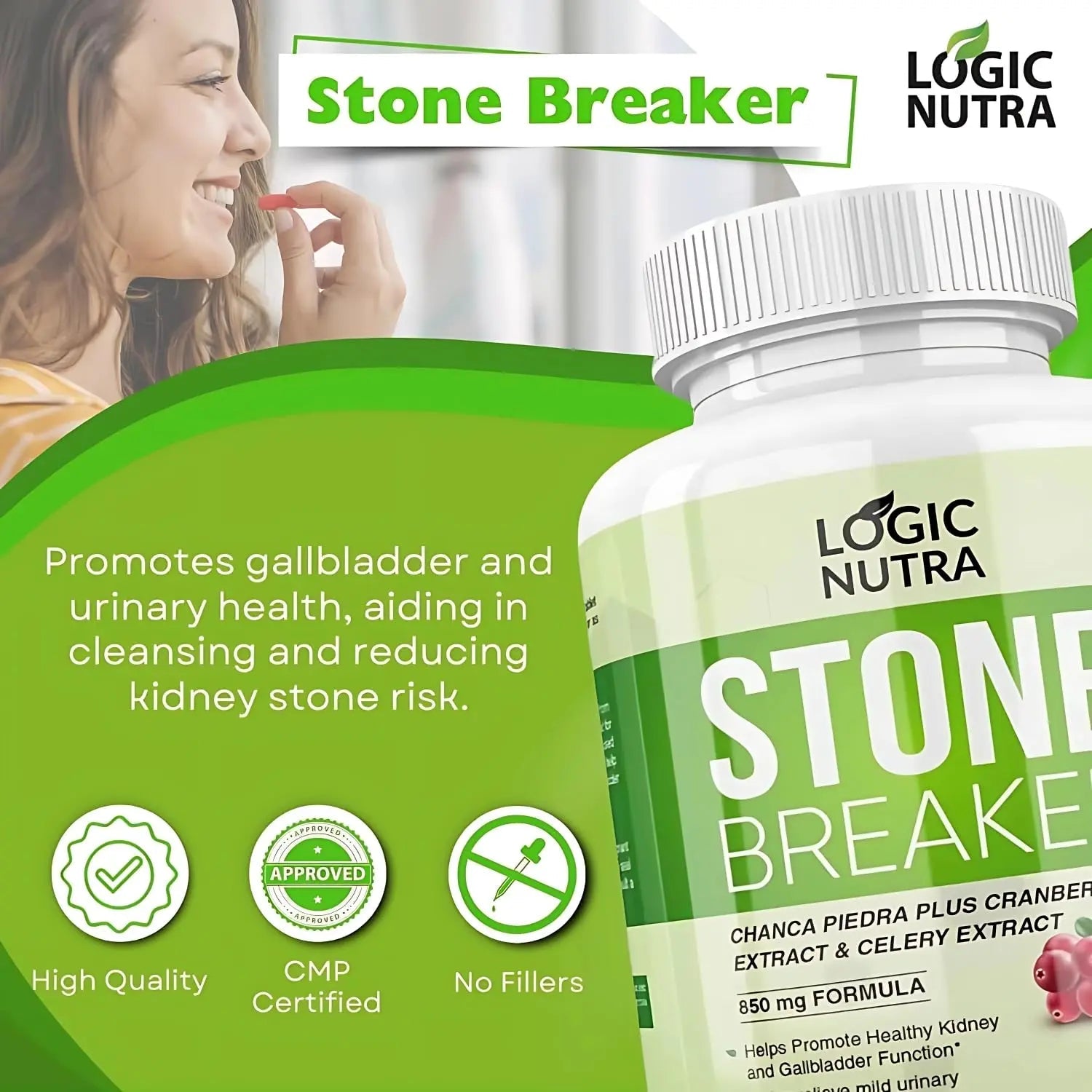 Logic Nutra Chanca Piedra Kidney Stone Breaker 120 Tablets 800 mg - Maximum Strength for Gallbladder & Urinary Cleanse with Phyllantus Niruri, Celery Seed Extract & Cranberry Extract Logic NutraAu supplements