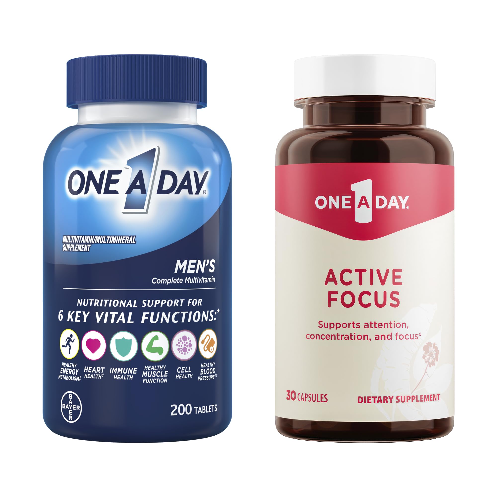 ONE A DAY Bundle Multivitamin for Men 200 Count Tablets Active Focus Supplement ONE A DAYAu supplements