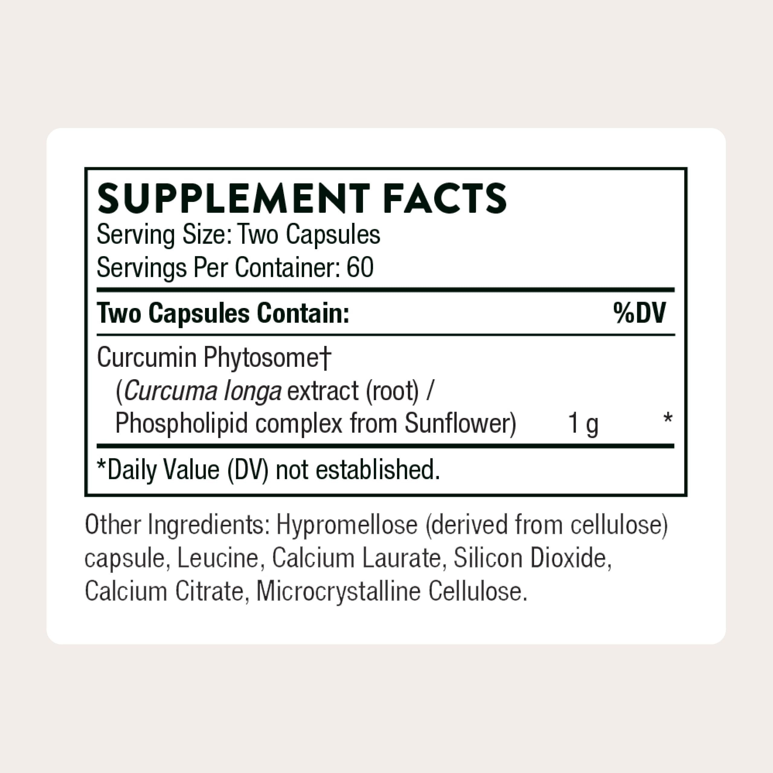 THORNE - Curcumin Phytosome 1000 mg (Meriva) - Clinically Studied, High Absorption - Supports Healthy Inflammatory Response in Joints, Muscles, GI Tract, Liver, Brain & Nerves* - 60 Servings THORNEAu supplements