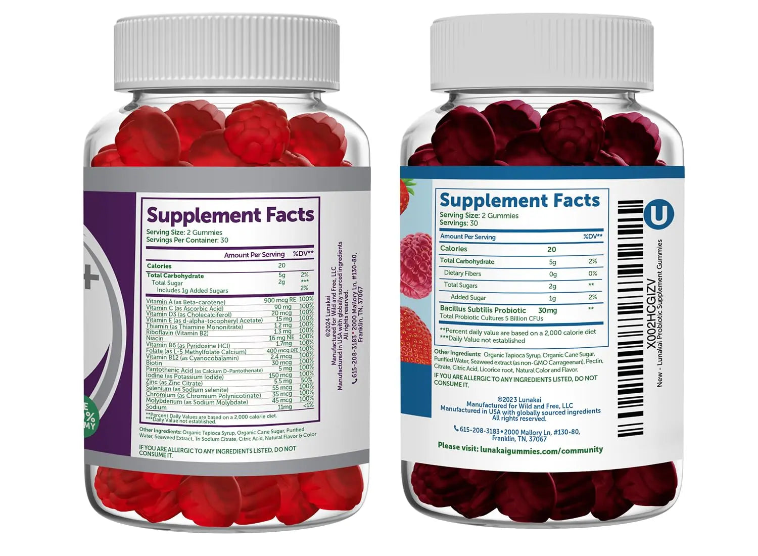 Lunakai USA Made Women 50+ Multivitamin & Probiotic Gummies Bundle – Immune & Digestive Support – 60 Non-GMO Gummies Each LunakaiAu supplements