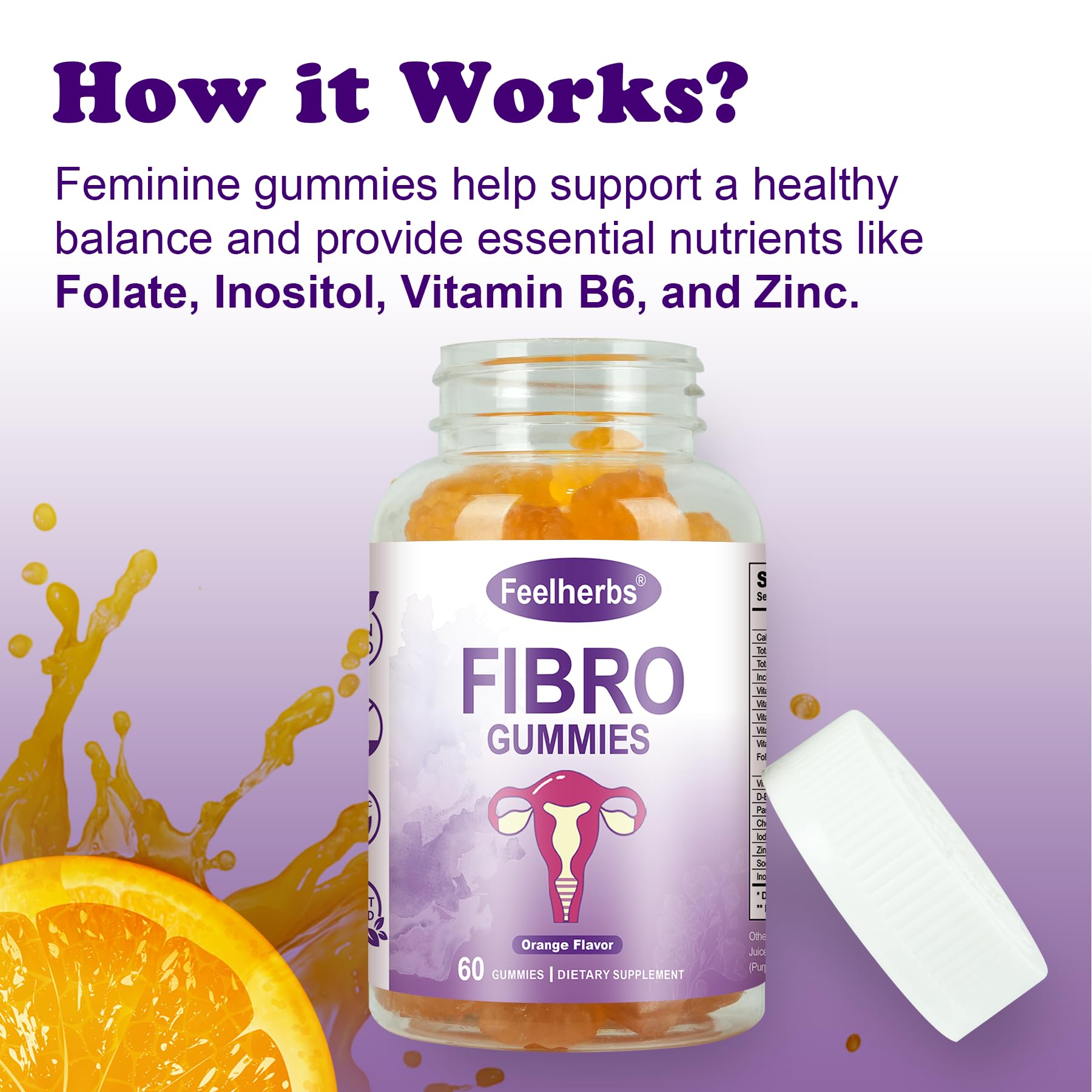 Feelherbs Fibro Gummies for Women, Pack of 2, Multivitamin Inositol Gummies with Inositol, Biotin, Vitamins A, C, D3, E, B6, B12, 60 Gummies Per Bottle FeelherbsAu supplements