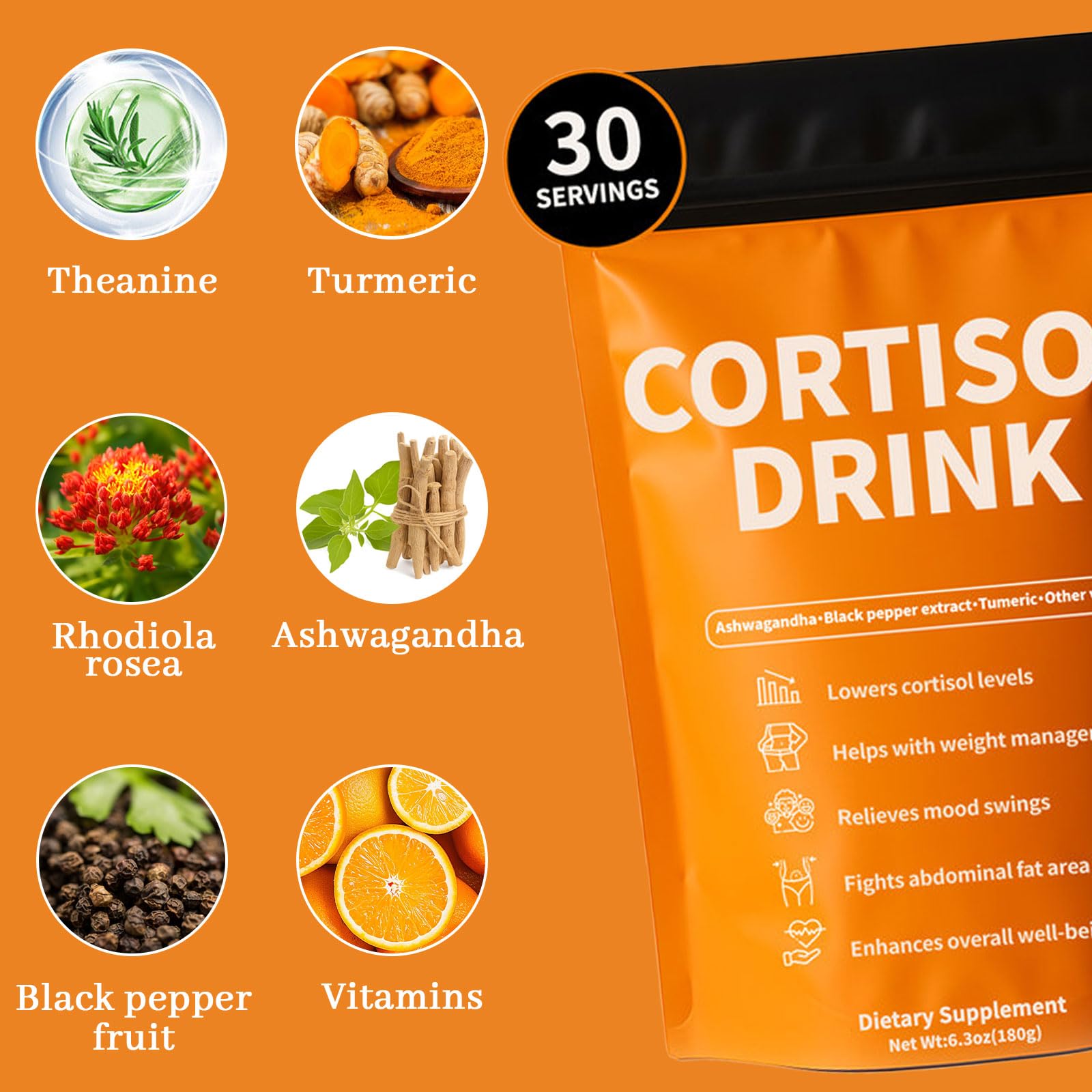Rulinal Cortisol Drink Powder | Cortisol Supplements for Women | Ashwagandha, L-Theanine, Turmeric Root, Black Pepper Extract for Relax & Focus, Healthy Cortisol Levels, Mental Clarity, Vegan, 6.3oz RulinalAu supplements
