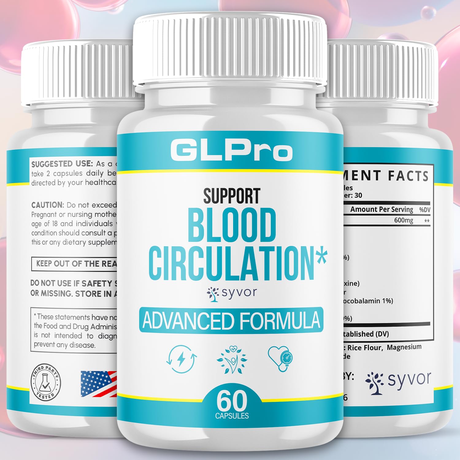 GLPro Blood Capsules, Official GLPro Blood Health Support Pills with All Natural Ingredients, Advanced Formula Supplement with Maximum Strength Premium Vitamins for Women and Men (60 Capsules) SyvorAu supplements