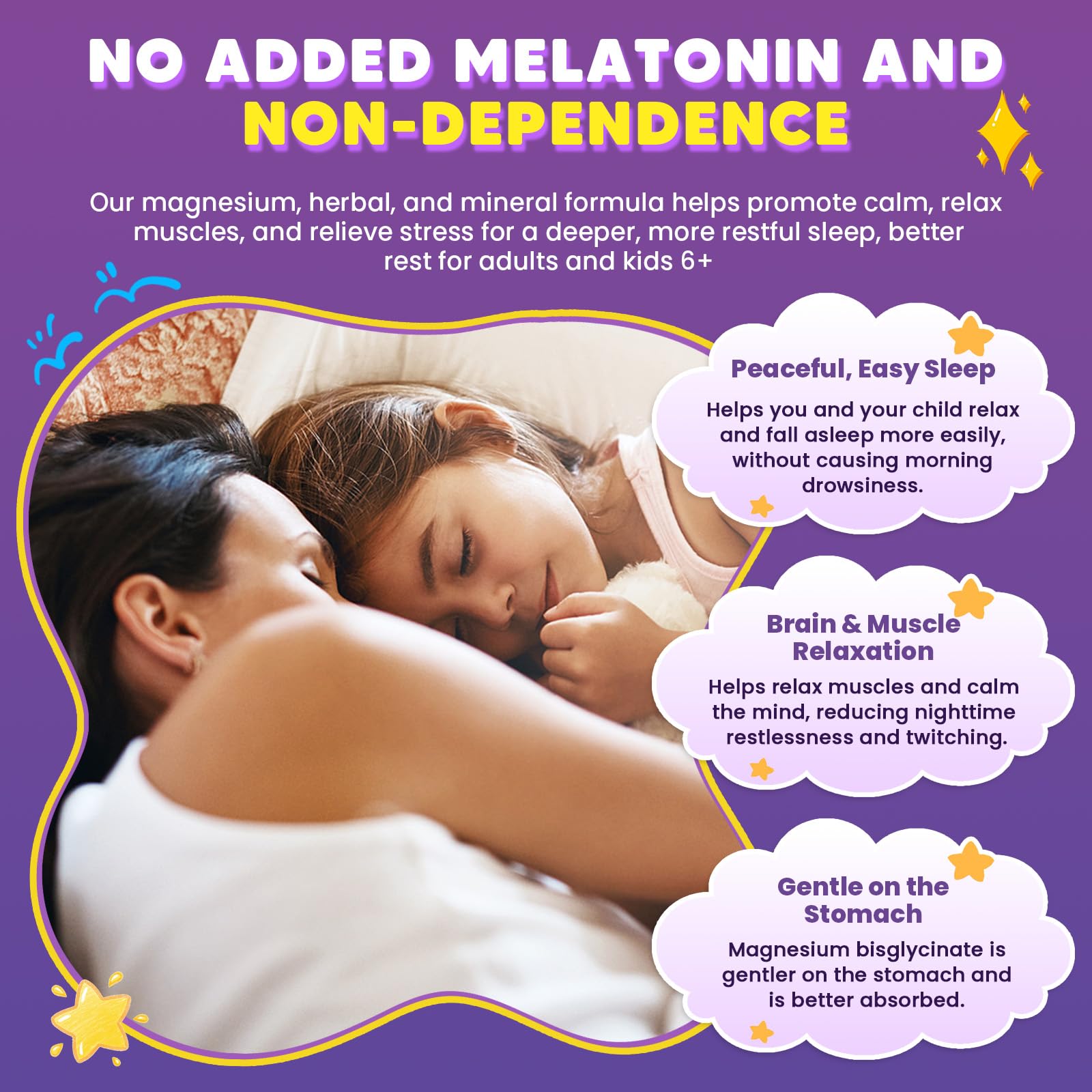 Magnesium Glycinate Gummies 400/200mg for Kids & Adults, NO Melatonin Sleep Aid Magnesium Supplement Gummies with Chamomile, Lavender, L-Theanine & GABA, B6, D3 & K2 for Bone, Relax, Immune Support GORNVBAu supplements