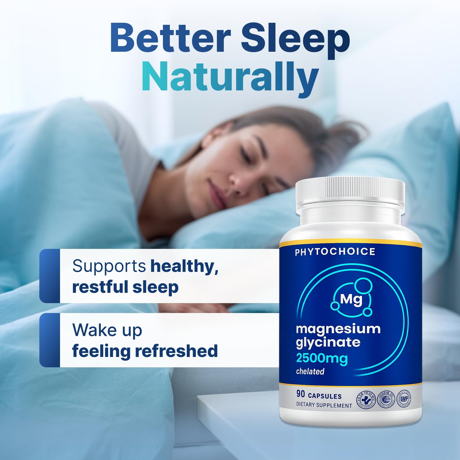 Magnesium for Sleep & Recovery – High Potency 2500mg Magnesium Glycinate for Men & Women, Chelated for High Absorption, Supports Deep Rest, Nerve & Muscle Recovery, Made in USA, 1 Month Supply PHYTOCHOICEAu supplements