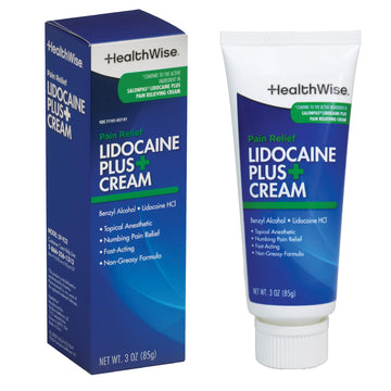 HealthWise Lidocaine Plus+ Cream | Numbs Away Pain | | Non-Greasy | 3.0 Oz | 4% OTC Lidocaine + 10% Benzyl Alcohol | Topical Anesthetic HealthWiseAu supplements