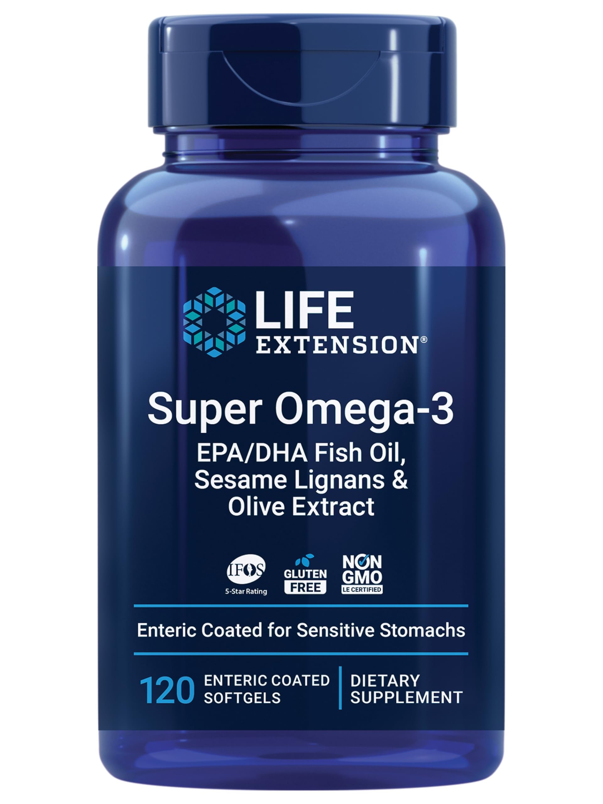 Life Extension Super Omega-3 EPA/DHA Fish Oil, Sesame Lignans & Olive Extract – Heart Health, Brain Health, Inflammation Health Support, Gluten-Free, Enteric-Coated, Non-GMO, 120 Softgels Life ExtensionAu supplements