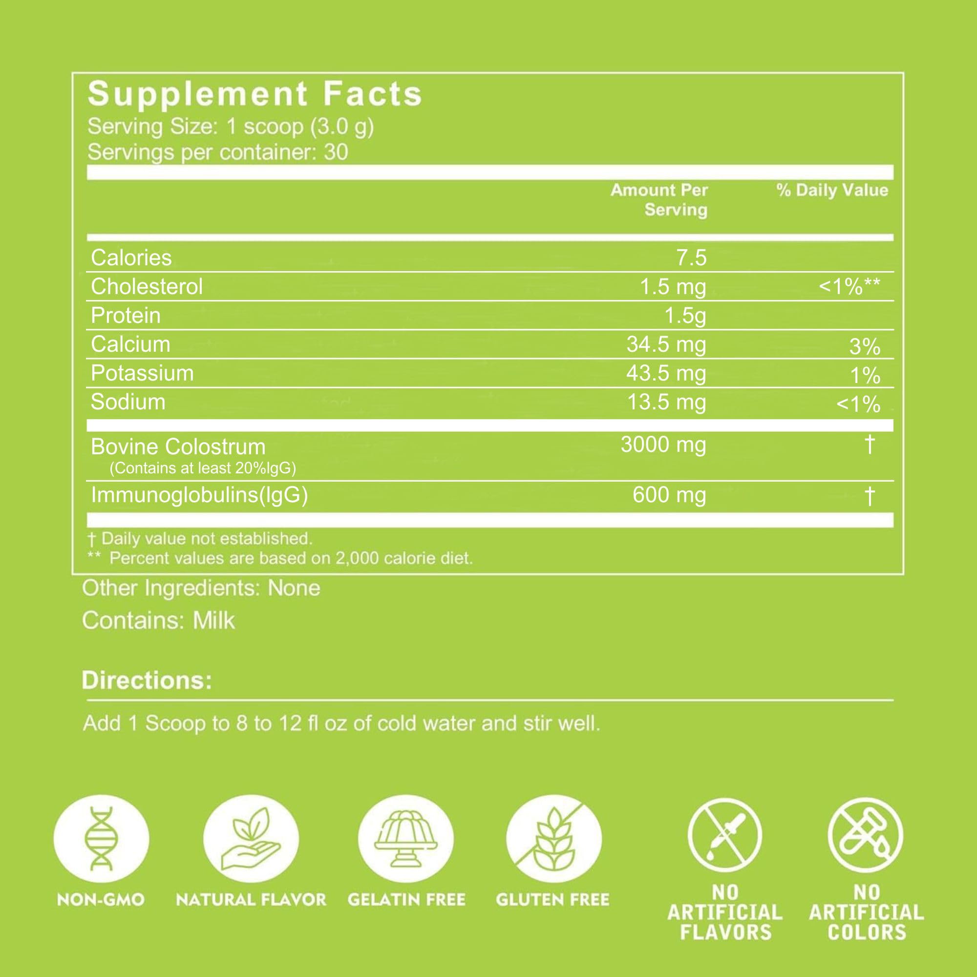VITINITY Grass Fed Bovine Colostrum Powder for Humans 3000 mg - Natural IgG Colostrum Supplement Gut Health, Immune Support, Muscle Recovery, Wellness | Pure Colostrum Superfood,Unflavored 2 Pack VITINITYAu supplements