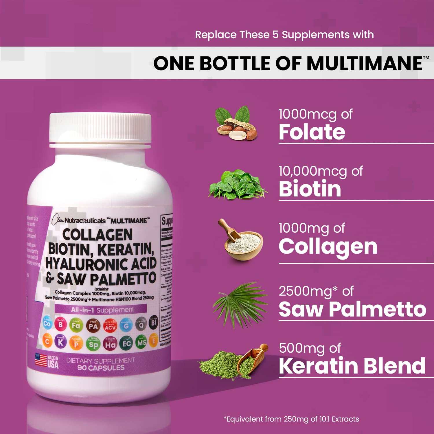 Collagen Pills 1000mg Biotin 10000mcg Keratin Saw Palmetto 2500mg 90 Ct Clean NutraceuticalsAu supplements
