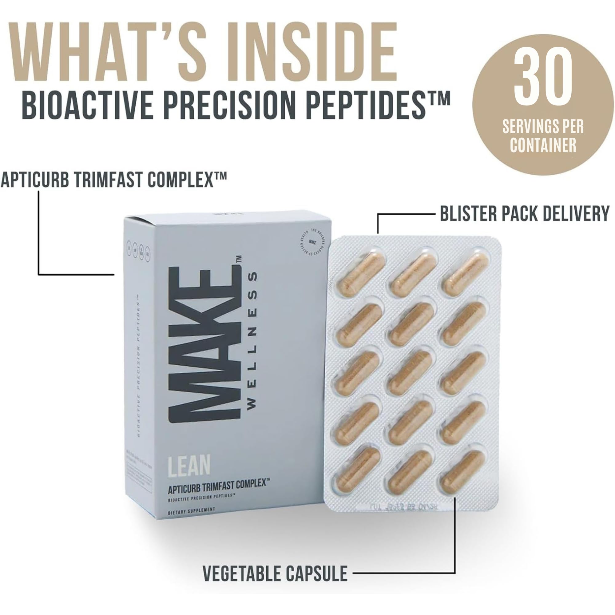 Make Wellness Lean Peptide Supplement | Supports Overall Wellness, Normal Muscle Health & Active Lifestyles | Bioactive Peptide Blend | Clean, Non-GMO Formula | 30 Servings for Daily Nutrition Make WellnessAu supplements