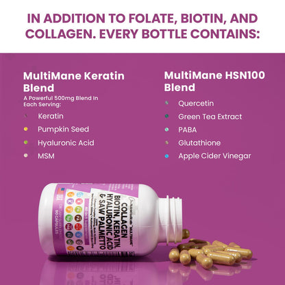 Collagen Pills 1000mg Biotin 10000mcg Keratin Saw Palmetto 2500mg 90 Ct Clean NutraceuticalsUS supplements