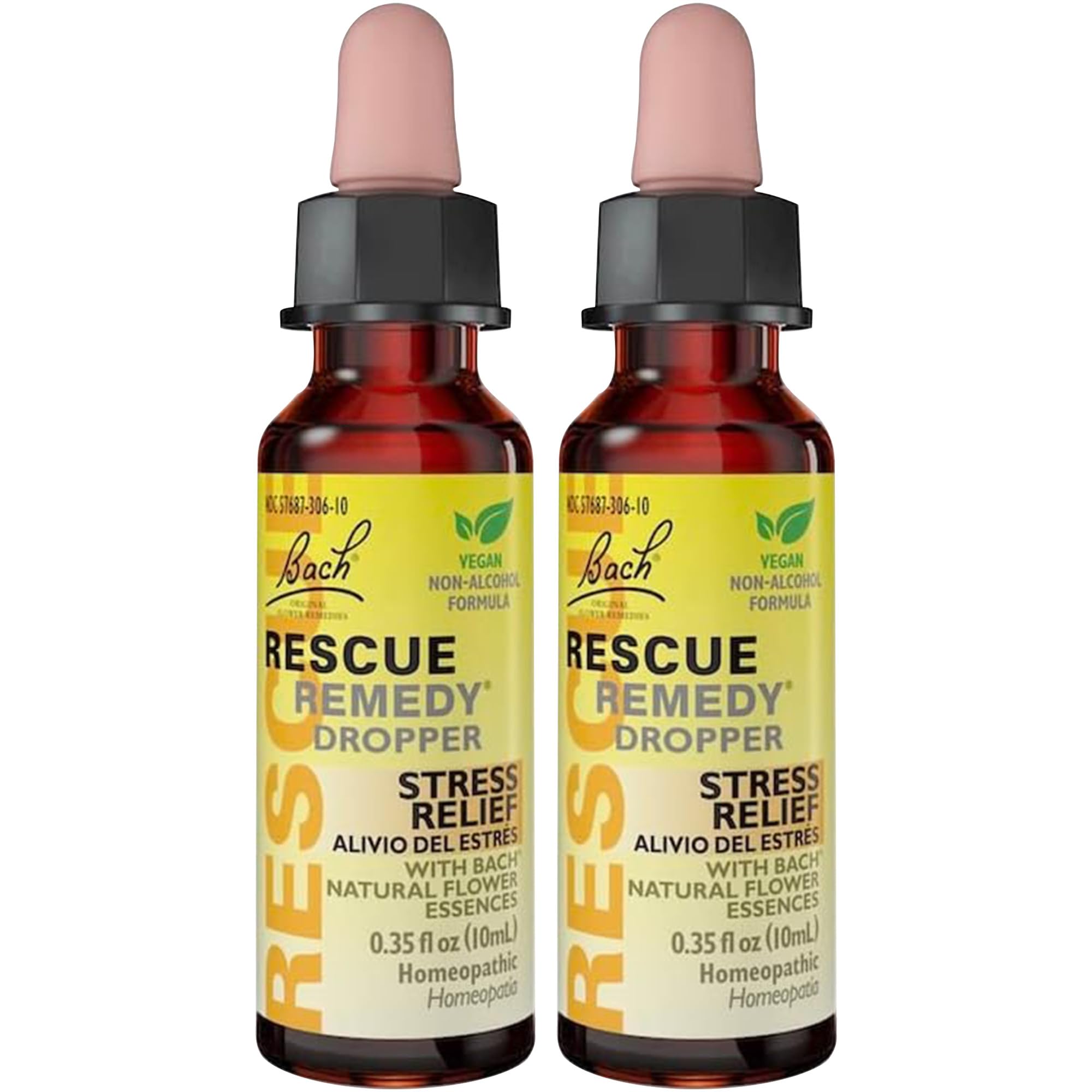 Bach RESCUE Remedy Dropper 10mL Bundle, Non-Alcohol Formula, Natural Stress Relief RESCUEAu supplements