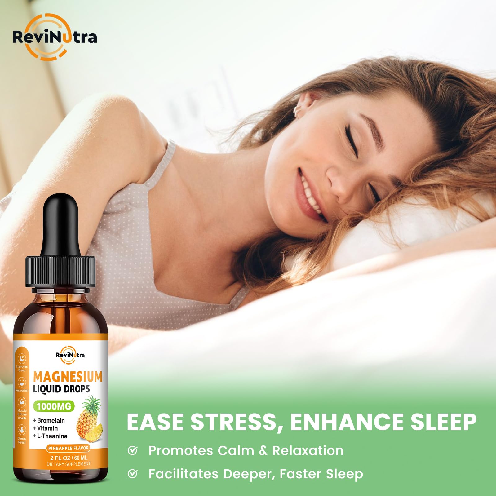 Magnesium Glycinate Liquid Drops, 1000mg of Liquid Magnesium Complex Supplement for Sleep, Nerve, Energy, Muscle, Bone, Calm & Digestion, High Absorption, 2 Fl Oz, Sugar-Free Pineapple Flavor ReviNutraAu supplements