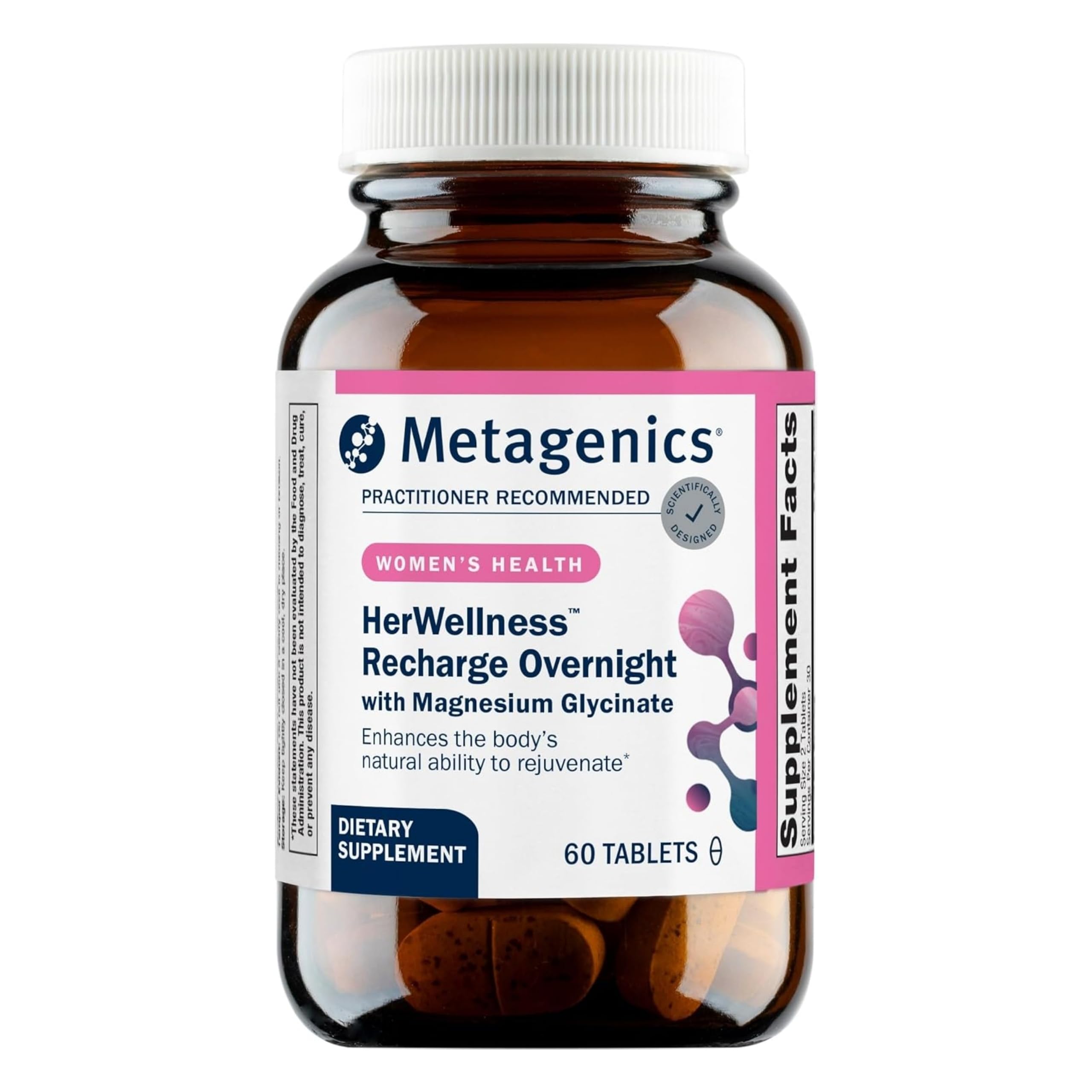 Metagenics HerWellness Recharge Overnight - Women's Sleep Support with Chelated Magnesium, Holy Basil, Zinc & Vitamin C - Supports Relaxation, Stress & Sleep - Non-GMO & Gluten-Free - 60 Tablets MetagenicsAu supplements