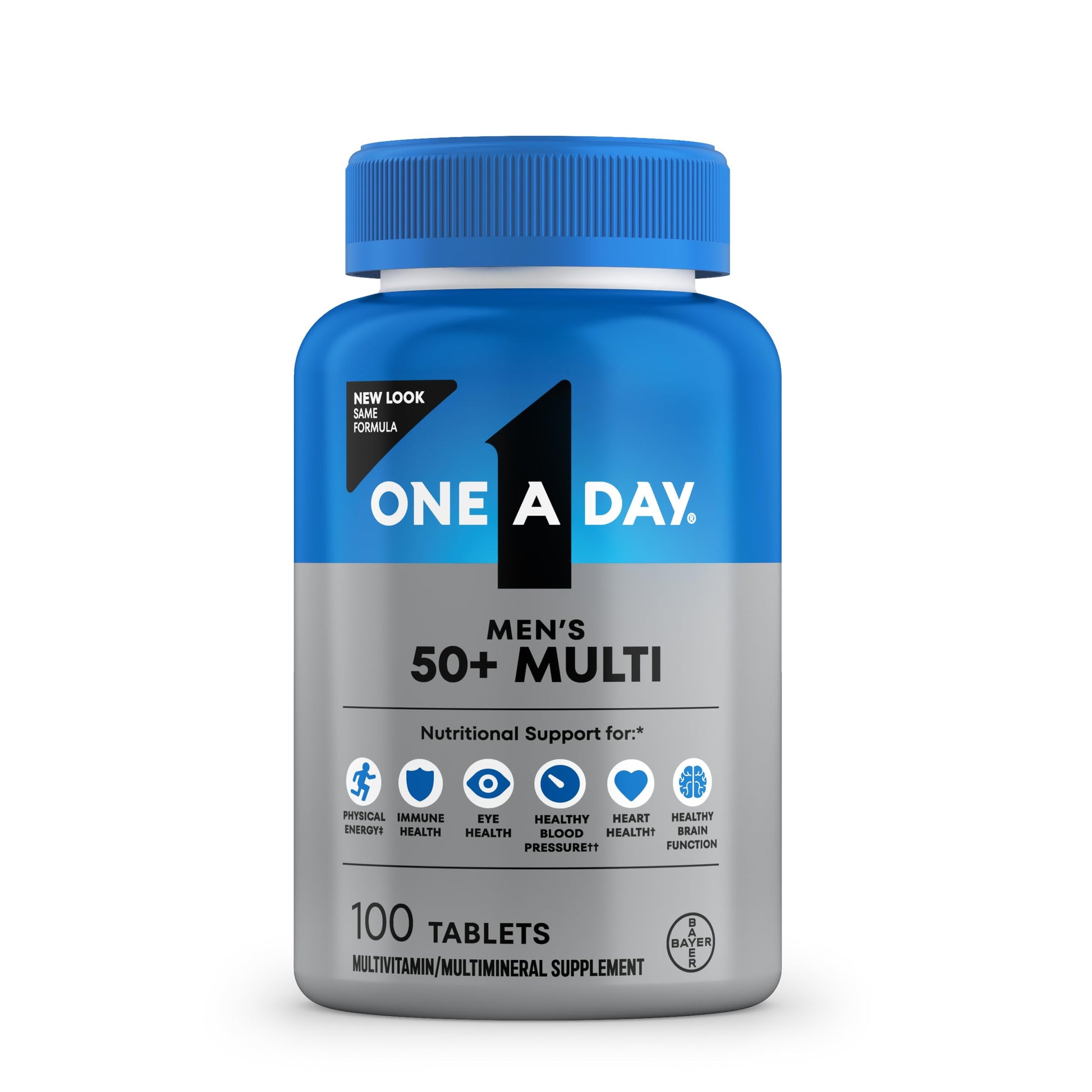 One A Day Men’s 50+ Multivitamins, Supplement with A, C, D, E and Zinc for Immune Health*, Calcium & More, 100 Tablets ONE A DAYAu supplements