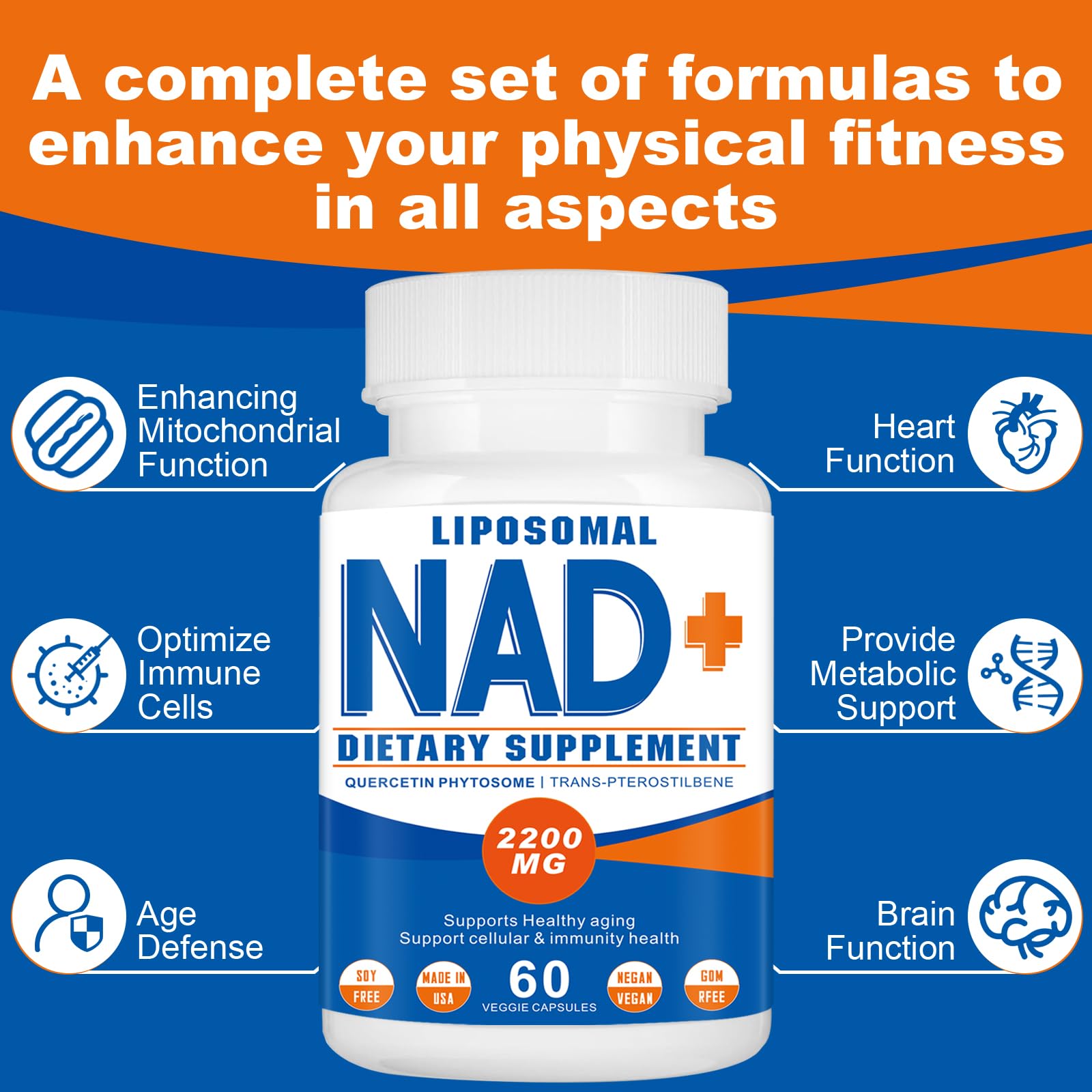 Spliferkou 2200mg Liposomal NAD+ Supplement - Enhances Cell Energy & Aging Defese, 60 Capsules SpliferkouAu supplements