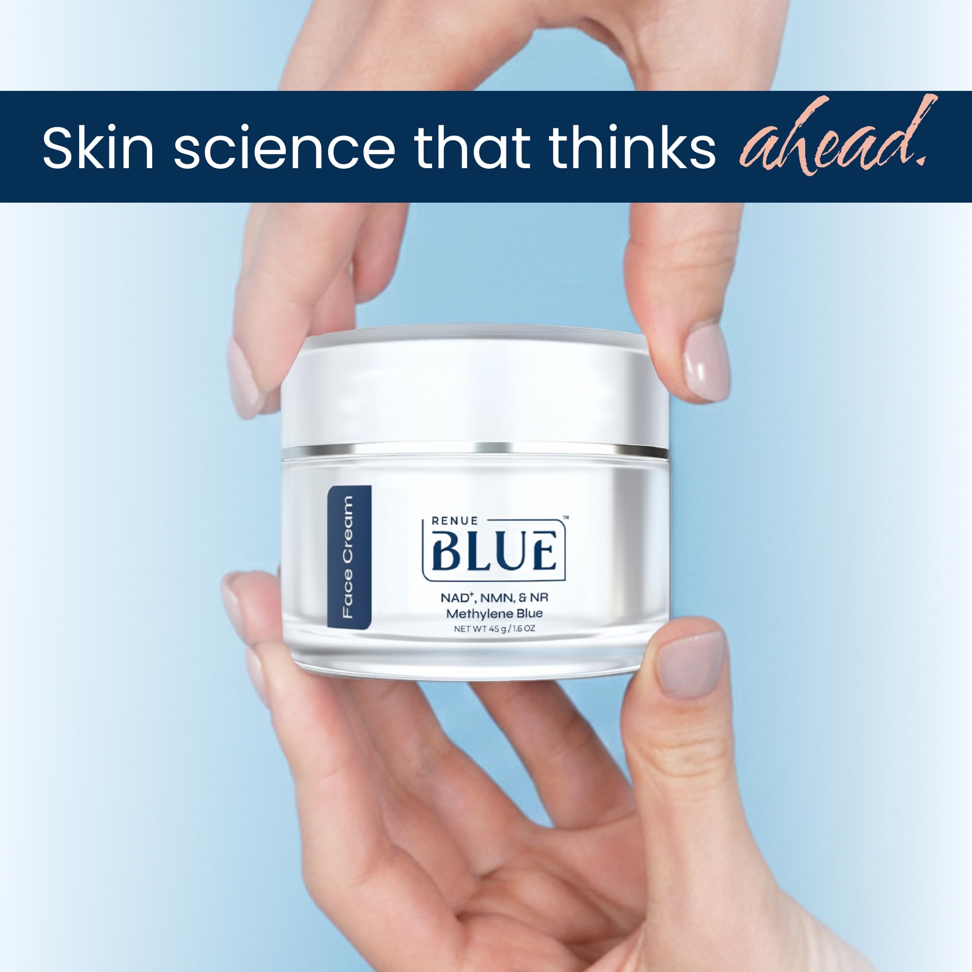 Renue Blue Methylene Blue Face Cream - Liposomal NAD+ Complex and Nutrients for Skin Rejuvenation, Deep Hydration, and Anti-Aging Support Renue By ScienceUS supplements